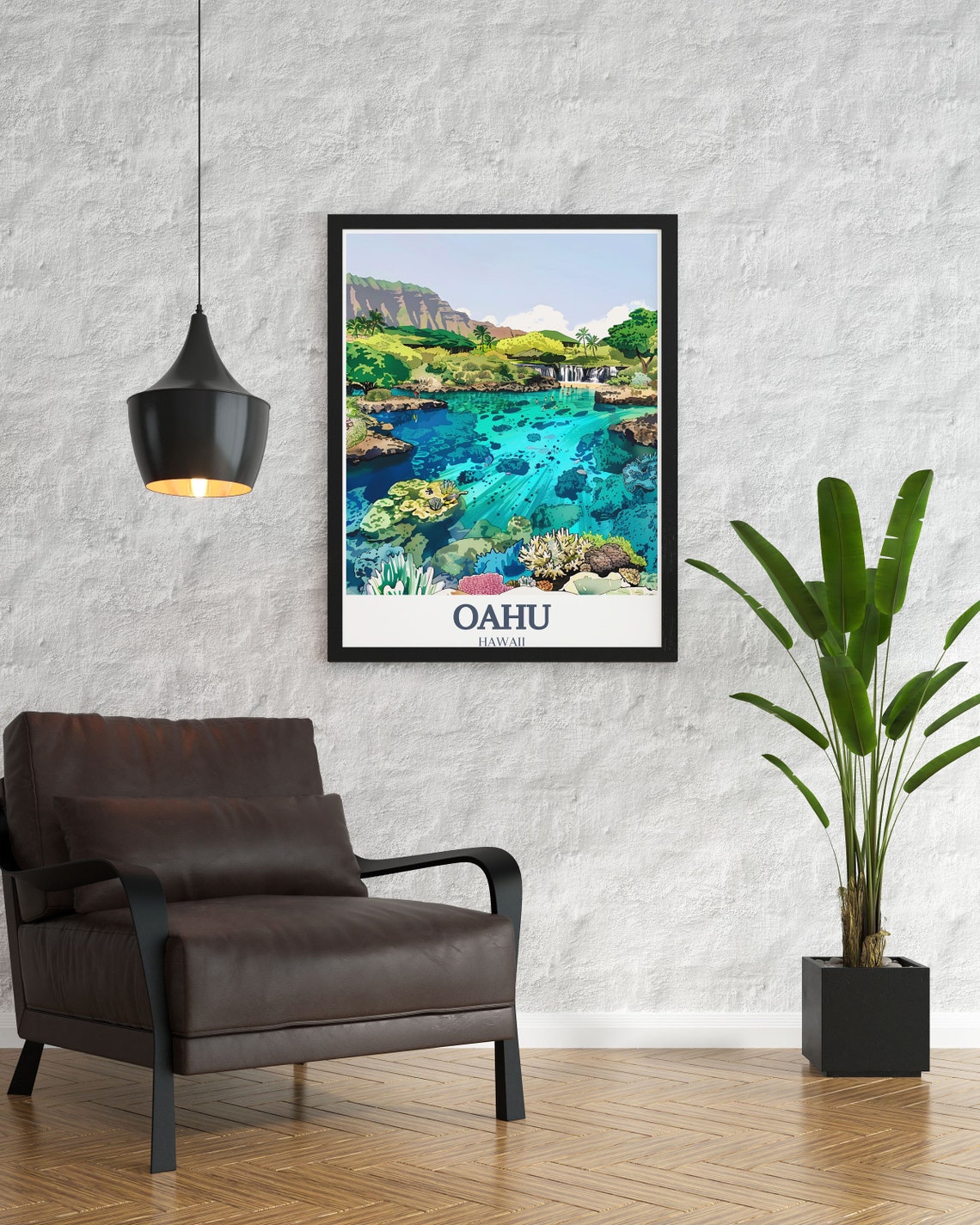 Oahu Wall Art Hanauma Bay And Manoa Falls Perfect Gifts Hanauma Bay And Manoa Falls Travel Art Print Manoa Falls Travel Art Print - Image 2