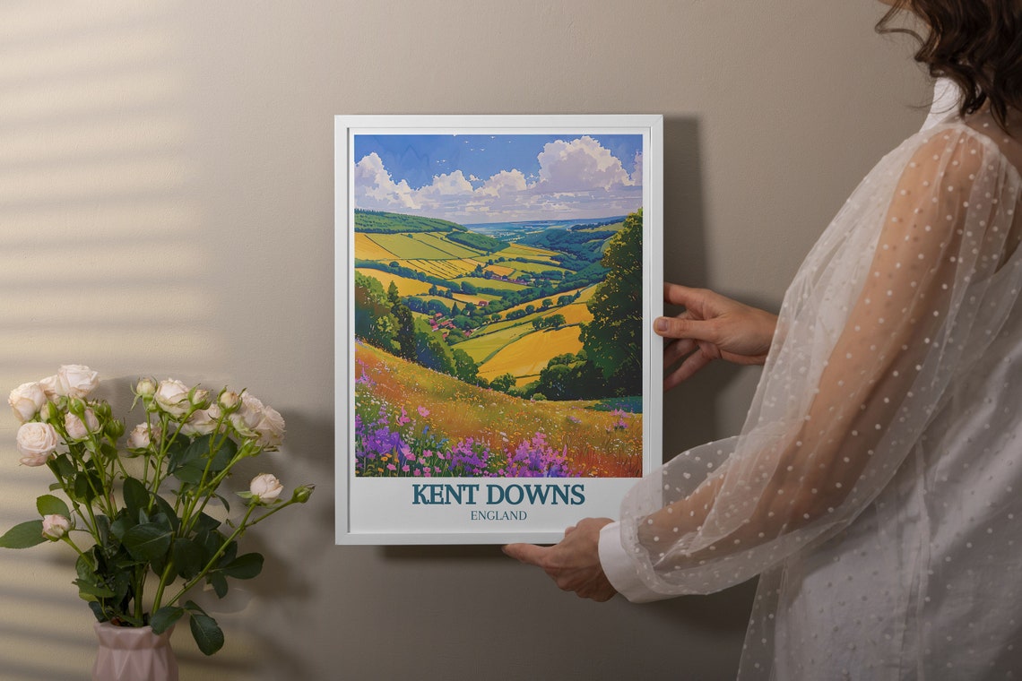 Kent Downs England Rolling Green Hills Wildflowers Summer Poster - Image 3