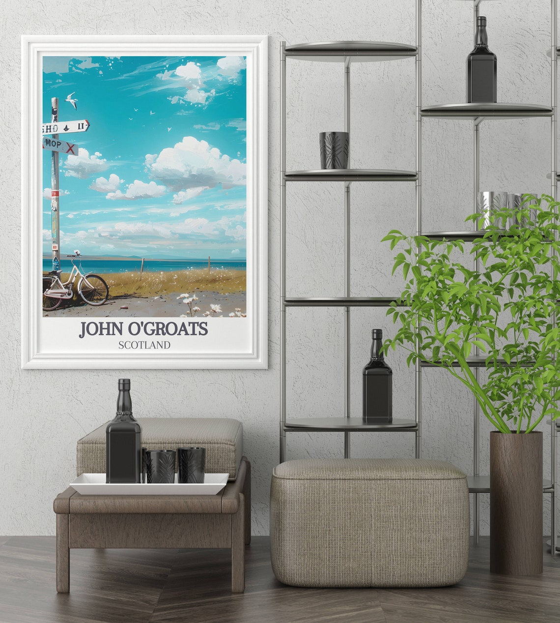 John O'Groats Signpost Bicycle by the Sea Coast to Coast Poster - Image 2