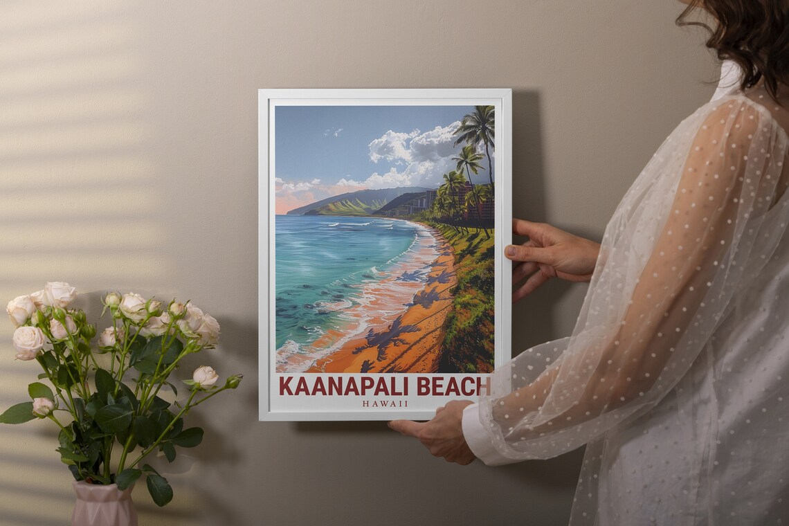 Kaanapali Beach Hawaii Aerial View Of Turquoise Bay And Palms Poster - Image 2