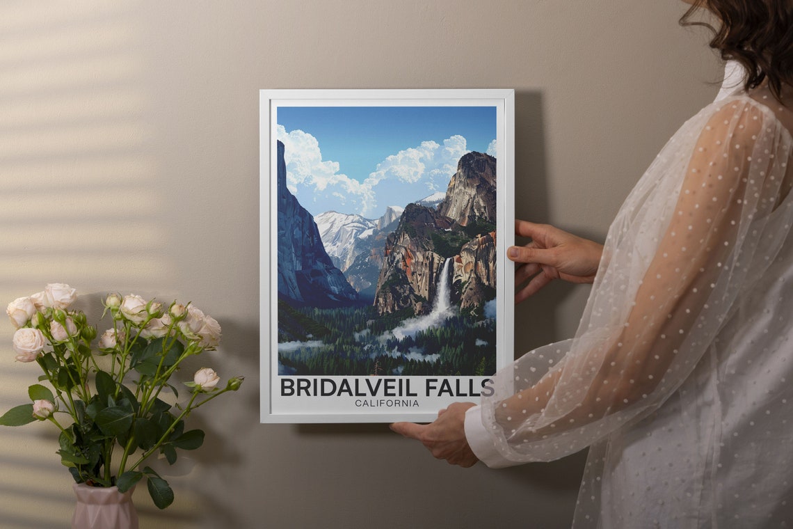 Bridalveil Falls From Tunnel View Over Yosemite Valley Travel Poster - Image 2