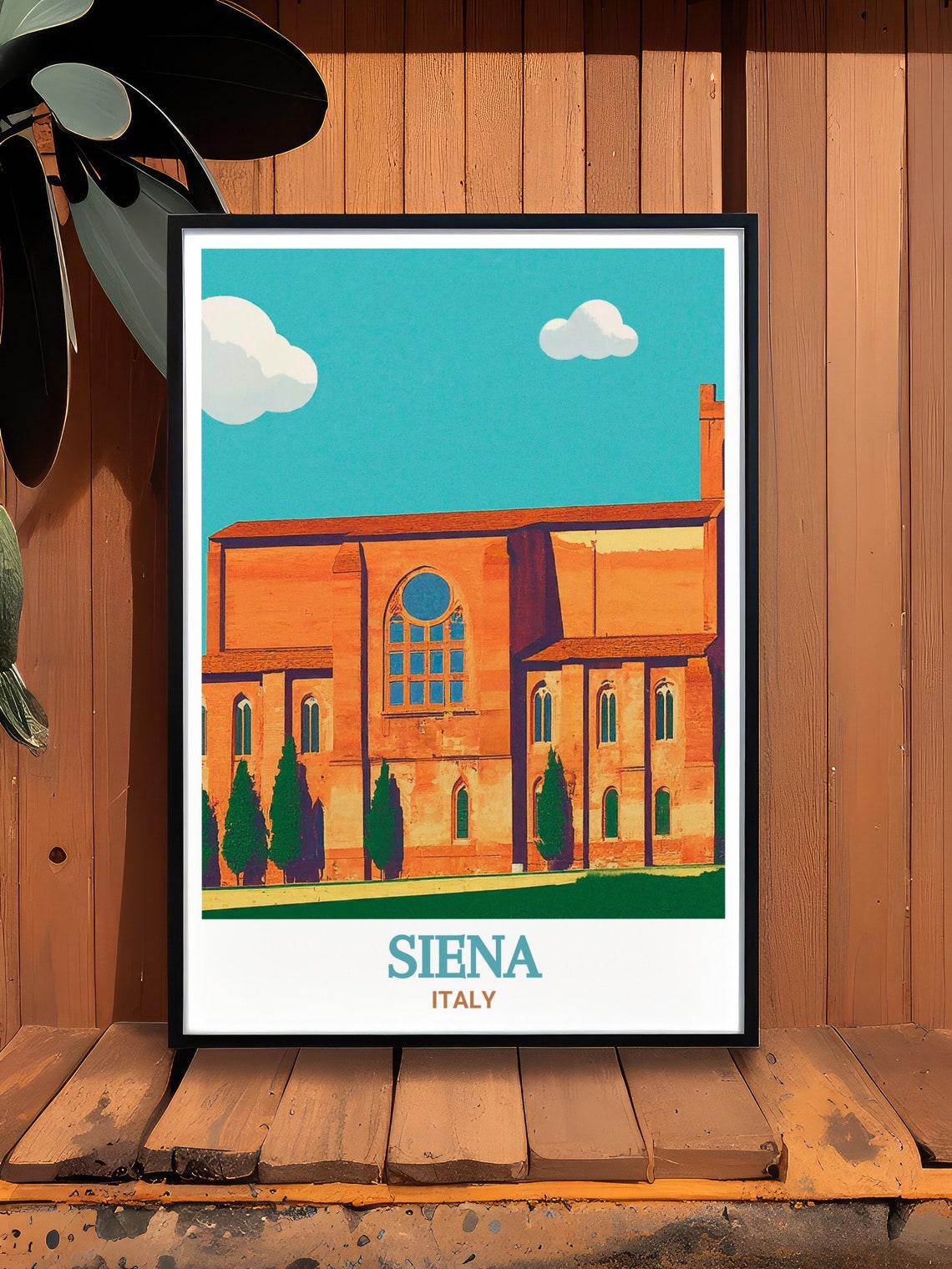 Siena Italy Basilica Di San Domenico Brick Church Cypress Poster - Image 2