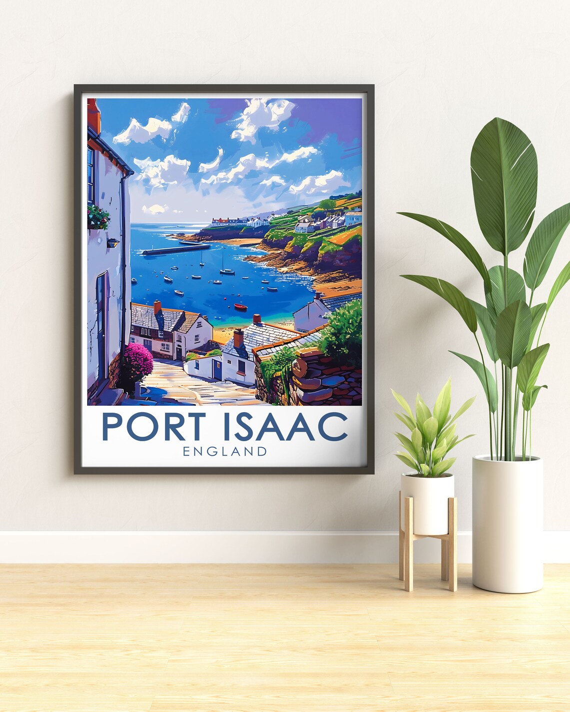 Port Isaac England Harbor Boats Cornwall Coast Travel Poster - Image 3