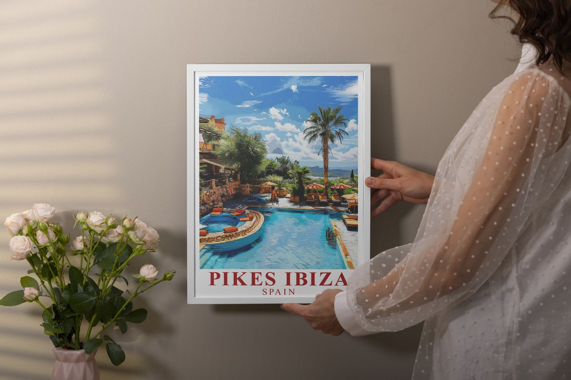 Pikes Ibiza Spain Legendary Hotel Poolside Sun Loungers Poster - Image 2