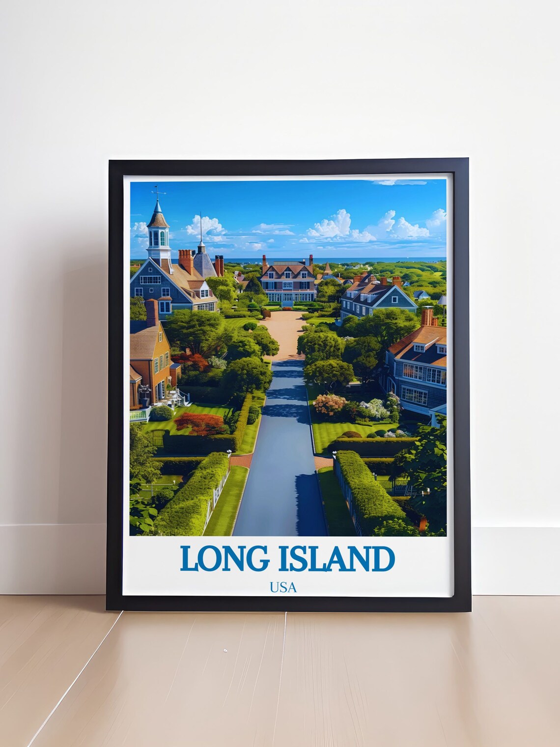 Long Island USA Upscale Hamptons Village Street Houses Travel Poster - Image 4