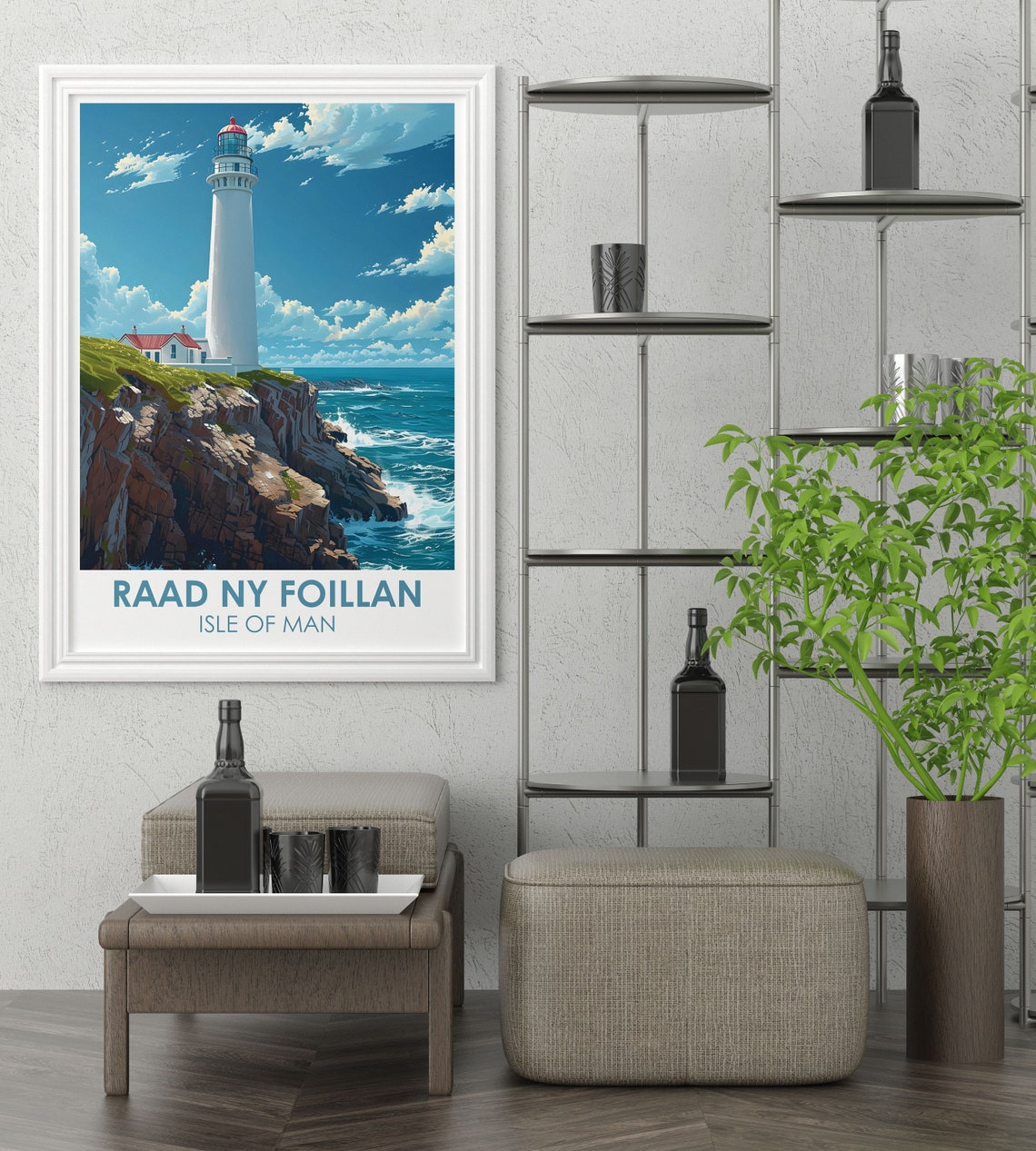 Raad Ny Foillan Trail Art Print The Sound Poster Isle Of Man Coastal Path Poster A Travel Poster Of Isle Of Mans Landmarks - Image 2