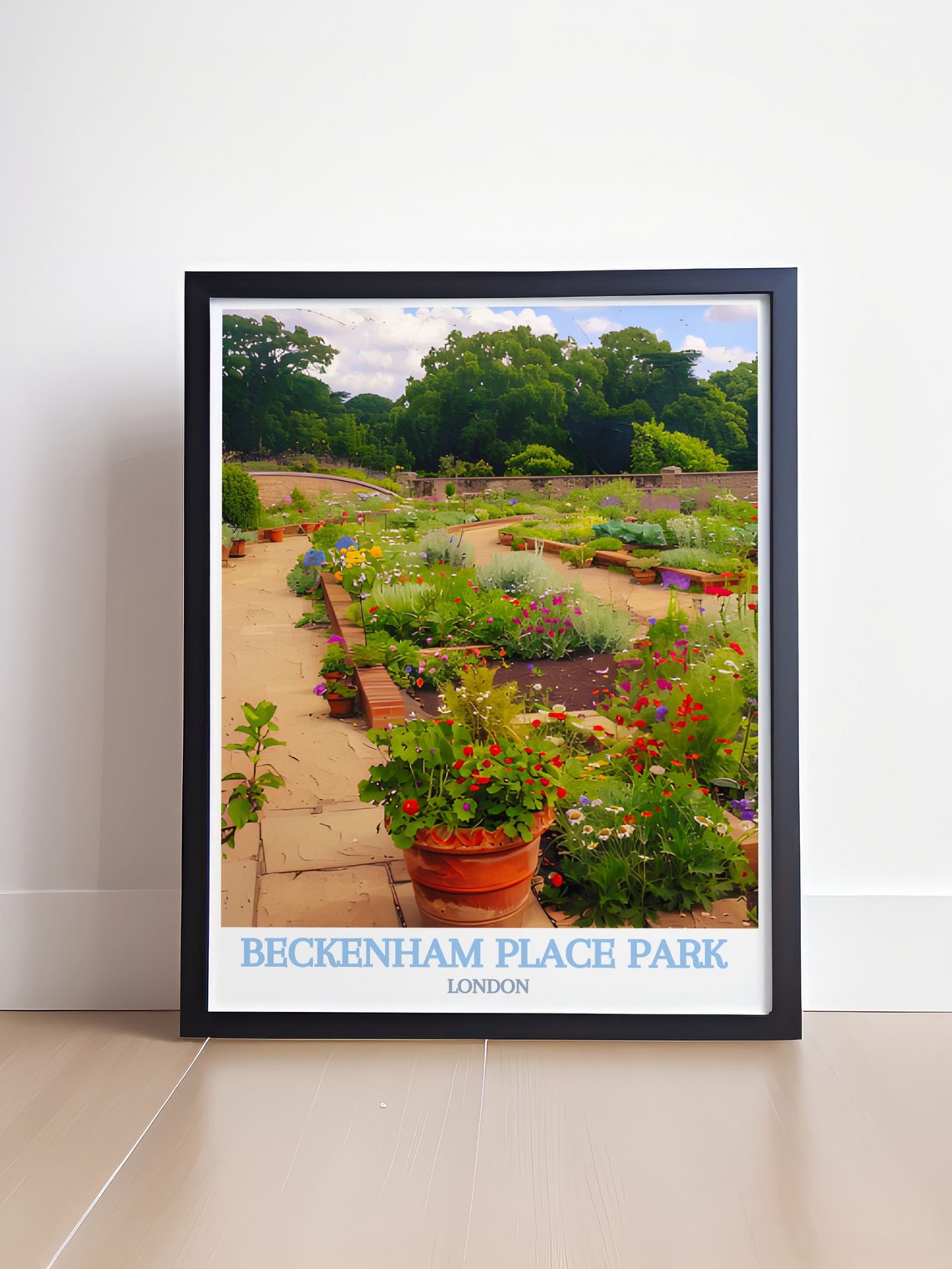 Beckenham Place Park London Blooming Garden Path Retro Poster - Image 4