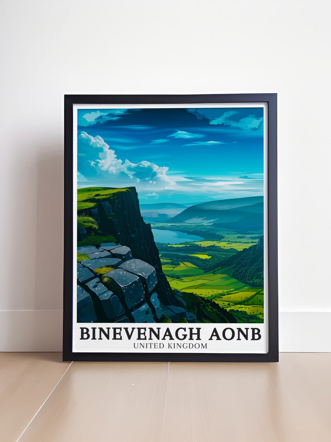 Binevenagh AONB Basalt Column Cliff Green Valley Vista Poster - Image 4