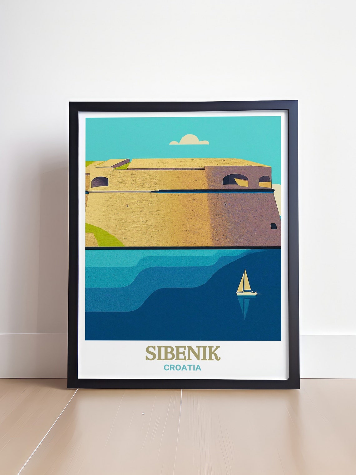 Sibenik Croatia St Nicholas Fortress Sailboat Sea View Poster - Image 4