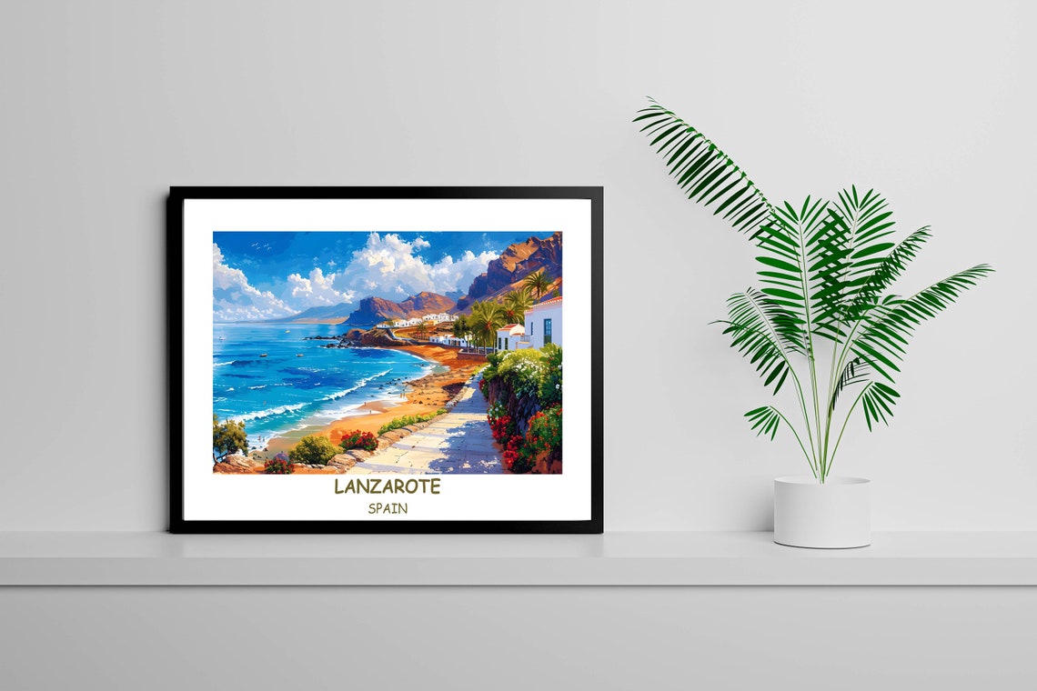 Lanzarote Spain Volcanic Island Beach Village Canary Art Poster - Image 2