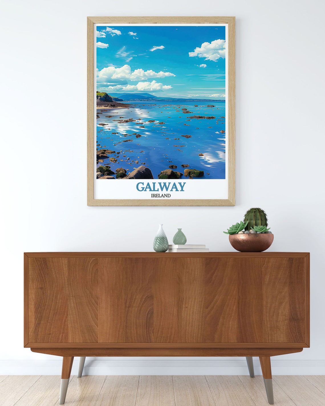 Galway Ireland Sunlit Bay Rocky Shore and Distant Headland Poster - Image 3