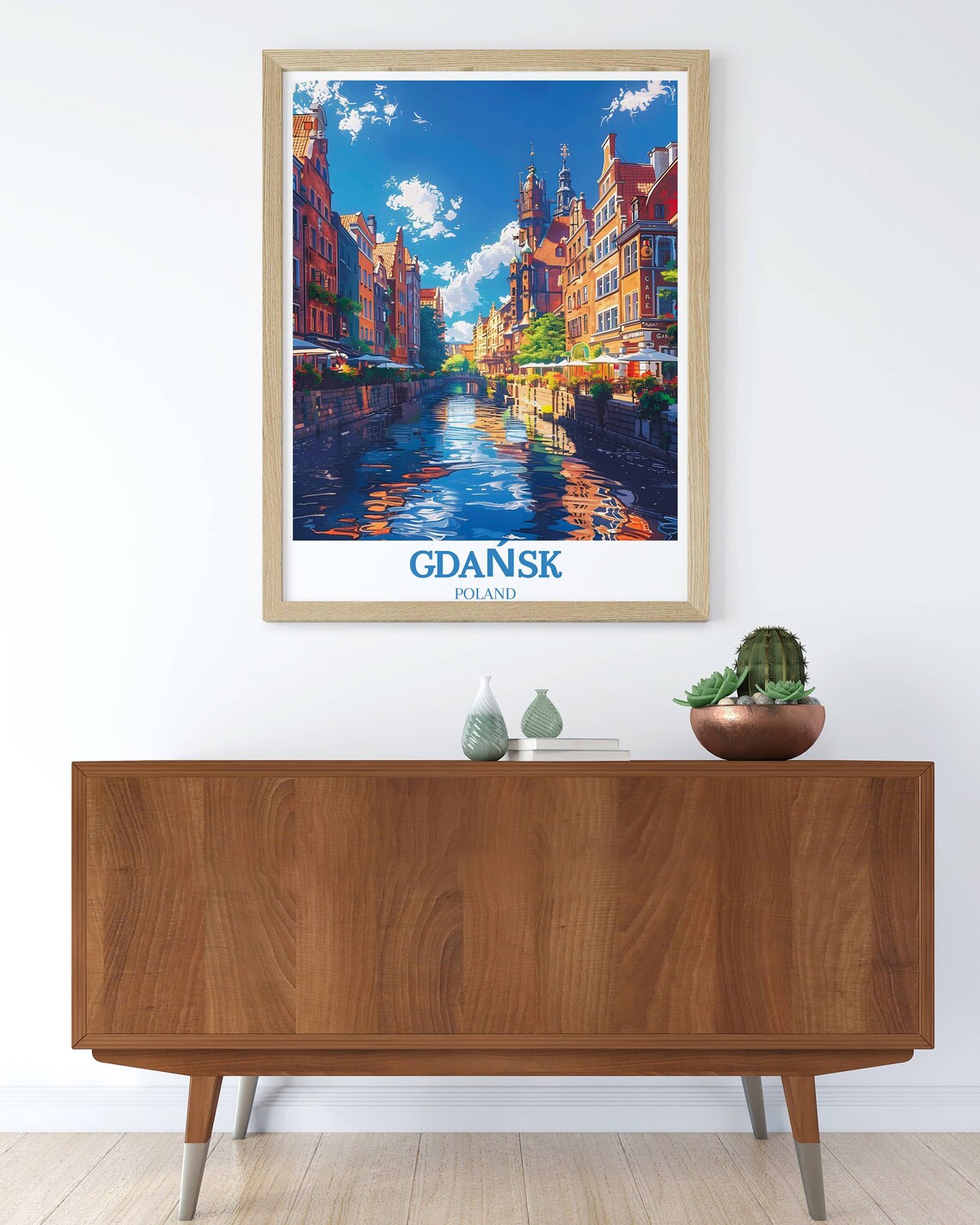 Gdansk Poland Riverside Old Town Canal Houses Travel Art Poster - Image 3