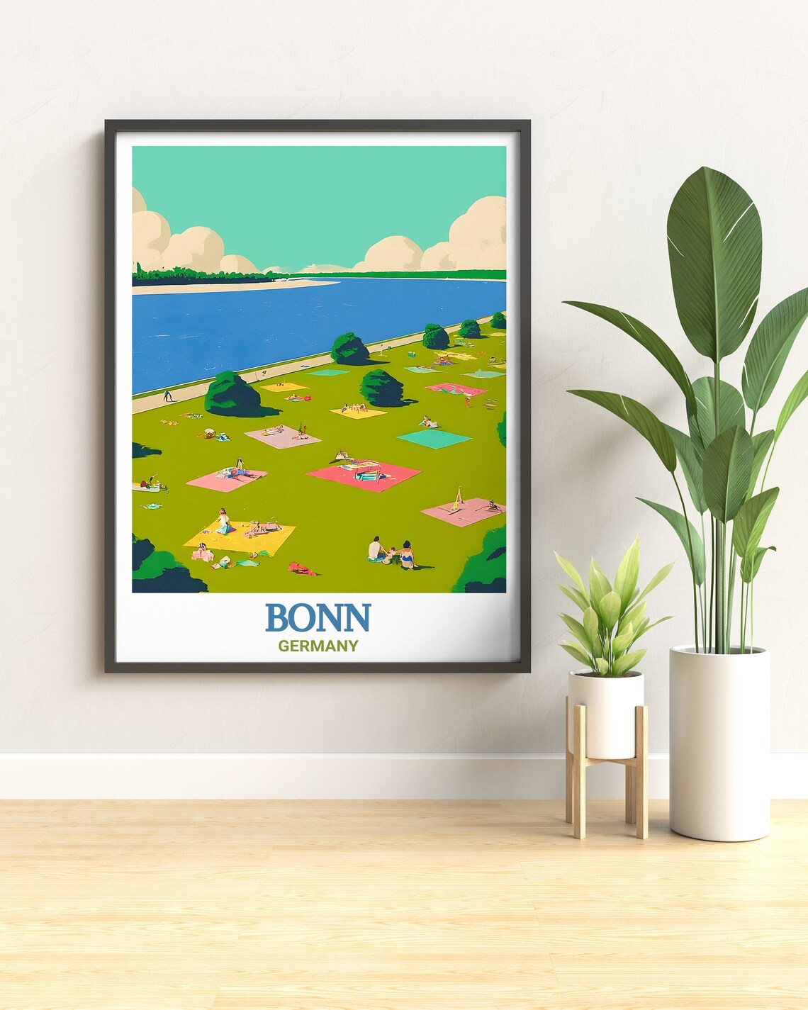 Bonn Germany Rheinaue Park Rhine Riverside Picnic Lawn Poster - Image 2