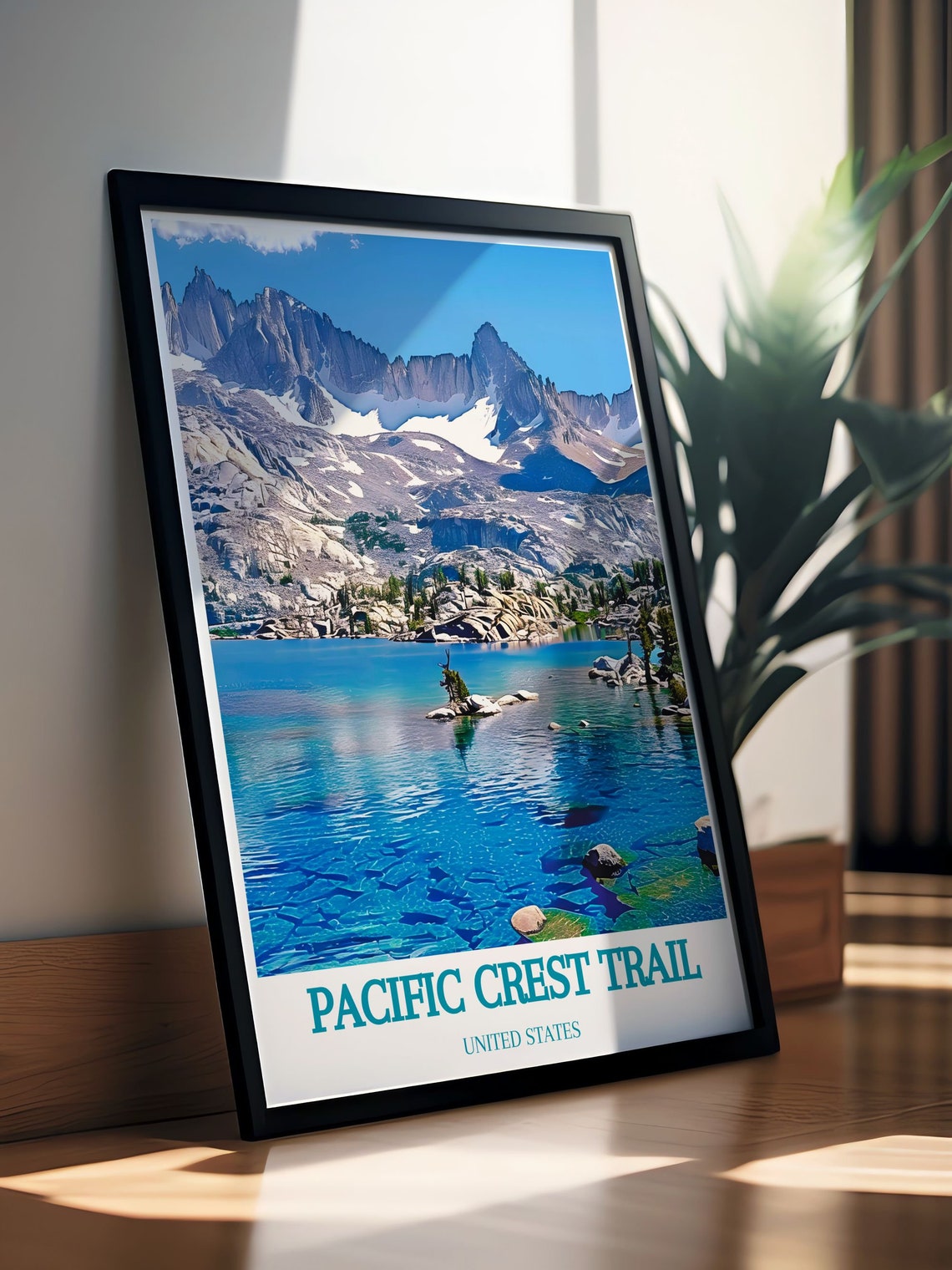 Pacific Crest Trail Turquoise Alpine Lake Granite Reflections Poster - Image 2
