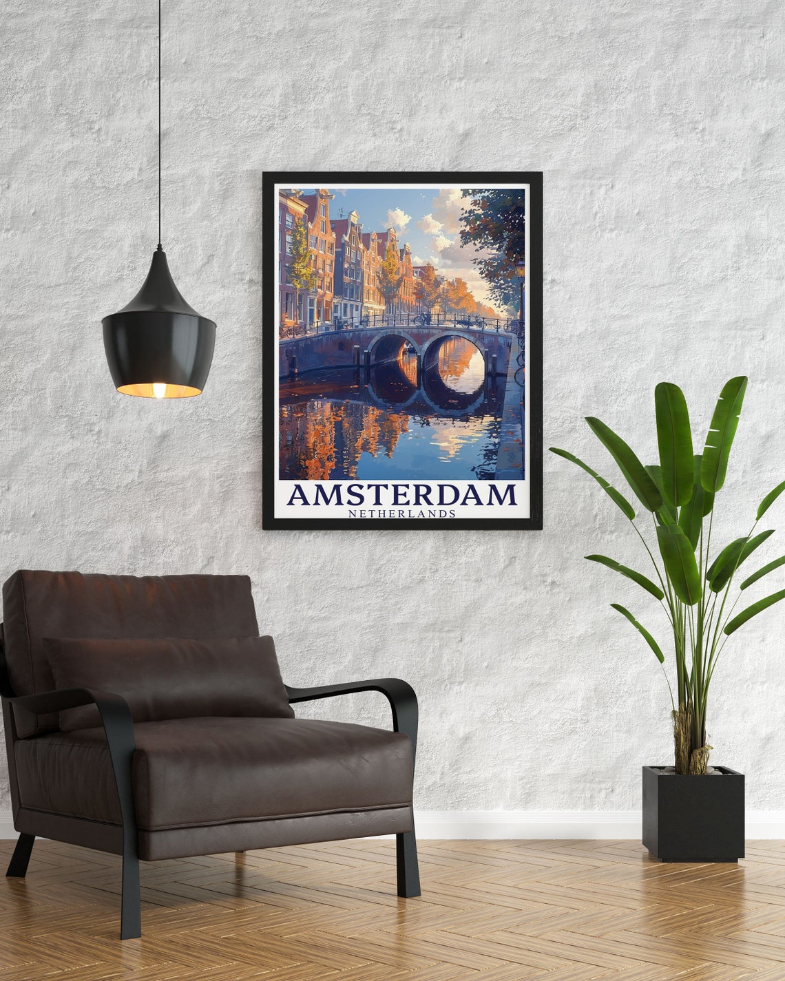 Amsterdam Canal Arch Bridge Poster at Sunset in the Netherlands - Image 2