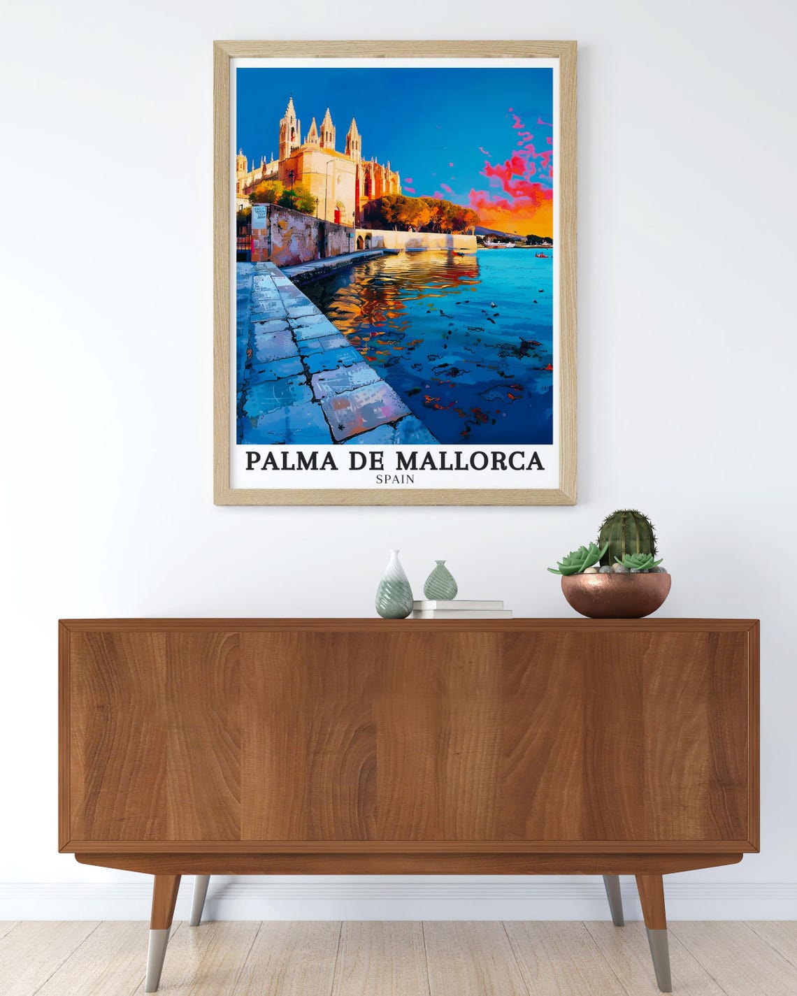 Palma De Mallorca Cathedral Waterfront Sunset Scene Travel Poster - Image 2
