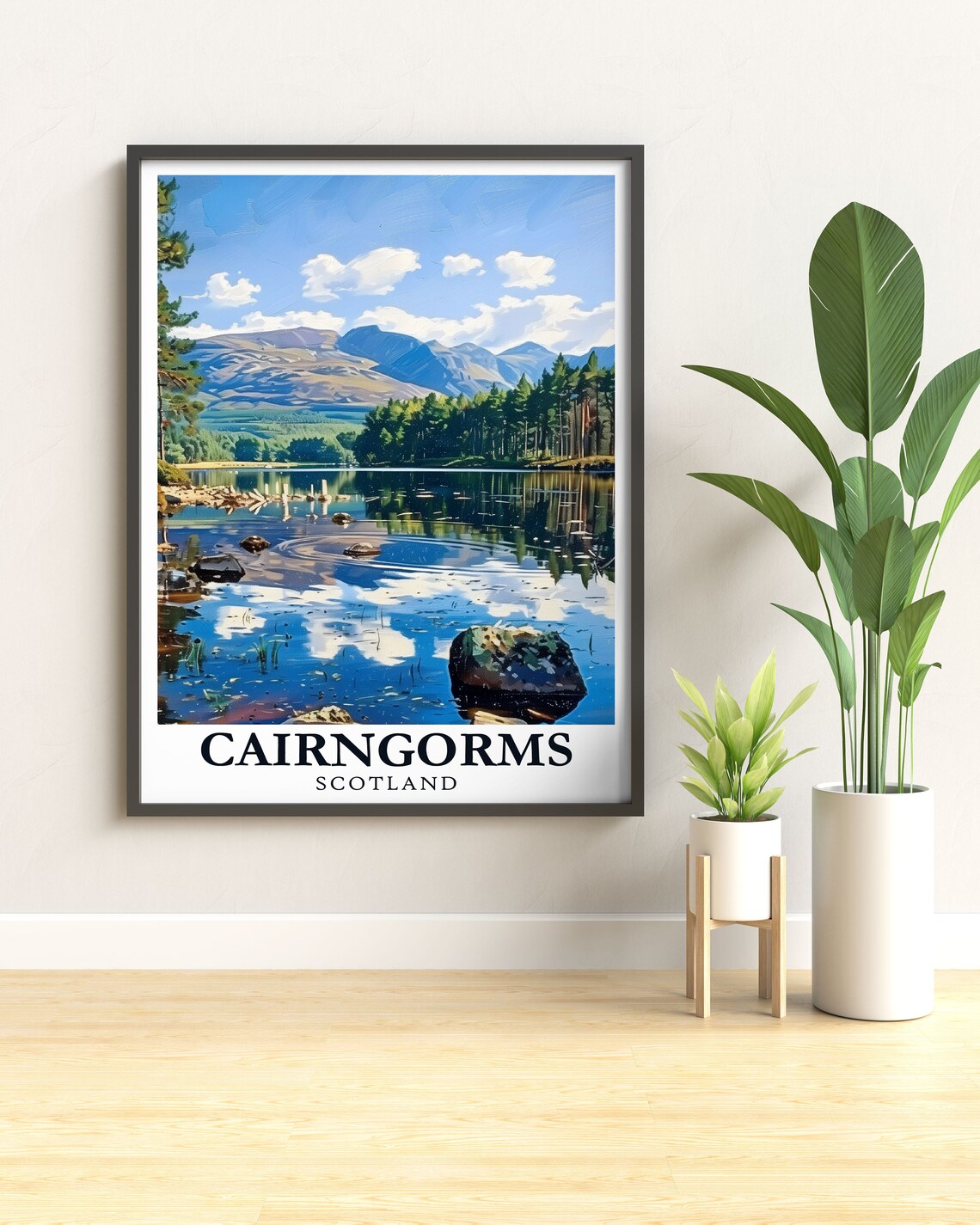 Cairngorms Loch Morlich Mirror Lake Scotland Mountains Travel Poster - Image 3