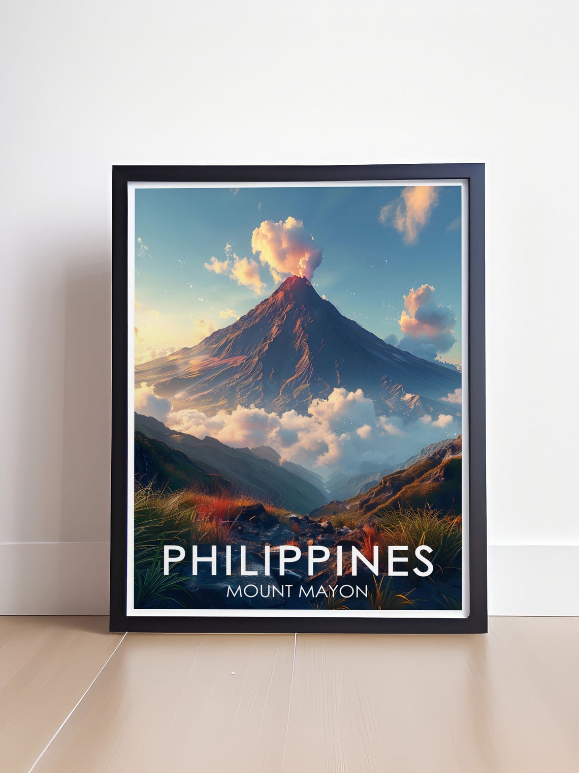 Mount Mayon Volcano Erupting at Sunrise Philippines Island Poster - Image 4