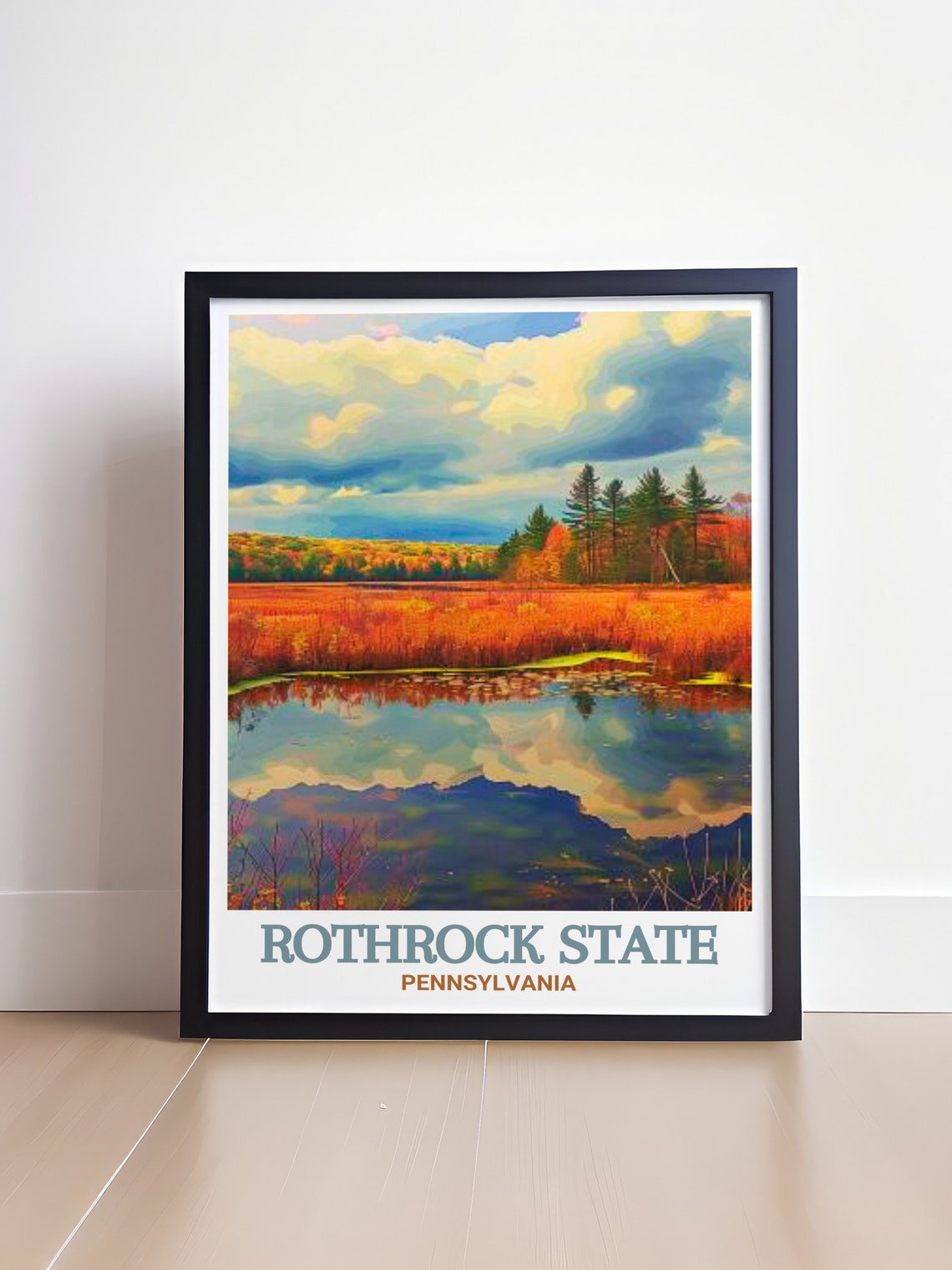 Rothrock State Pennsylvania Autumn Meadow Pond Reflection Poster - Image 4