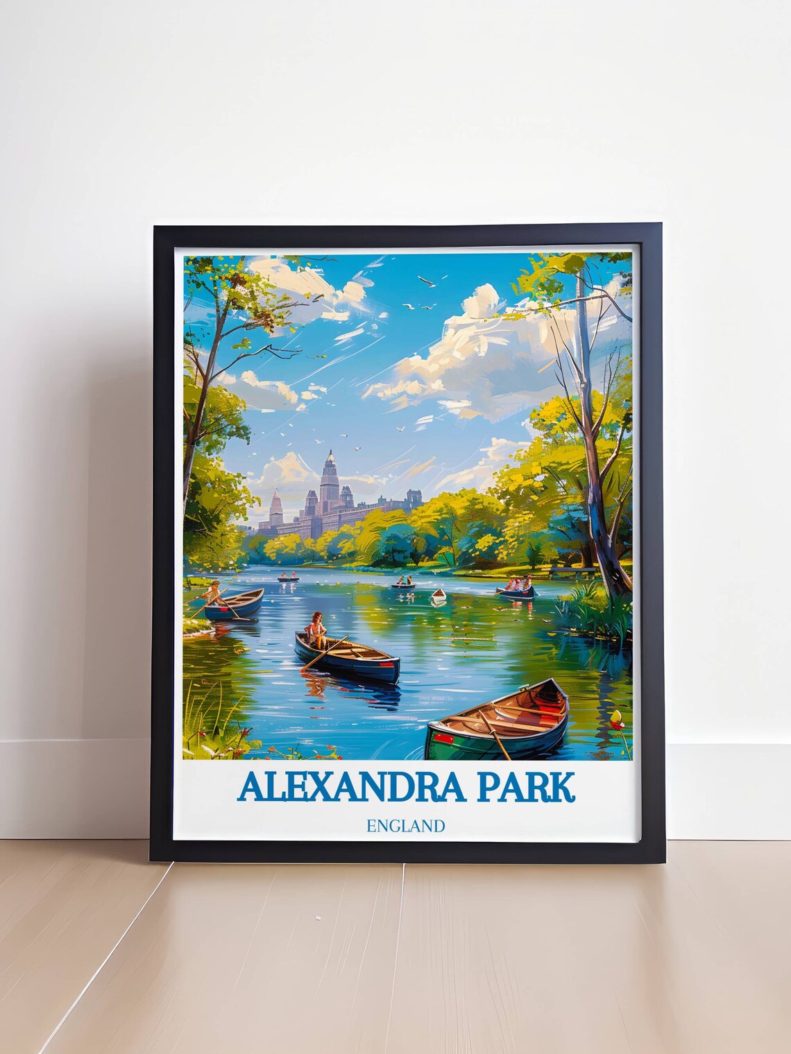 Alexandra Park England Vintage Boating Lake Travel Scene Poster - Image 4