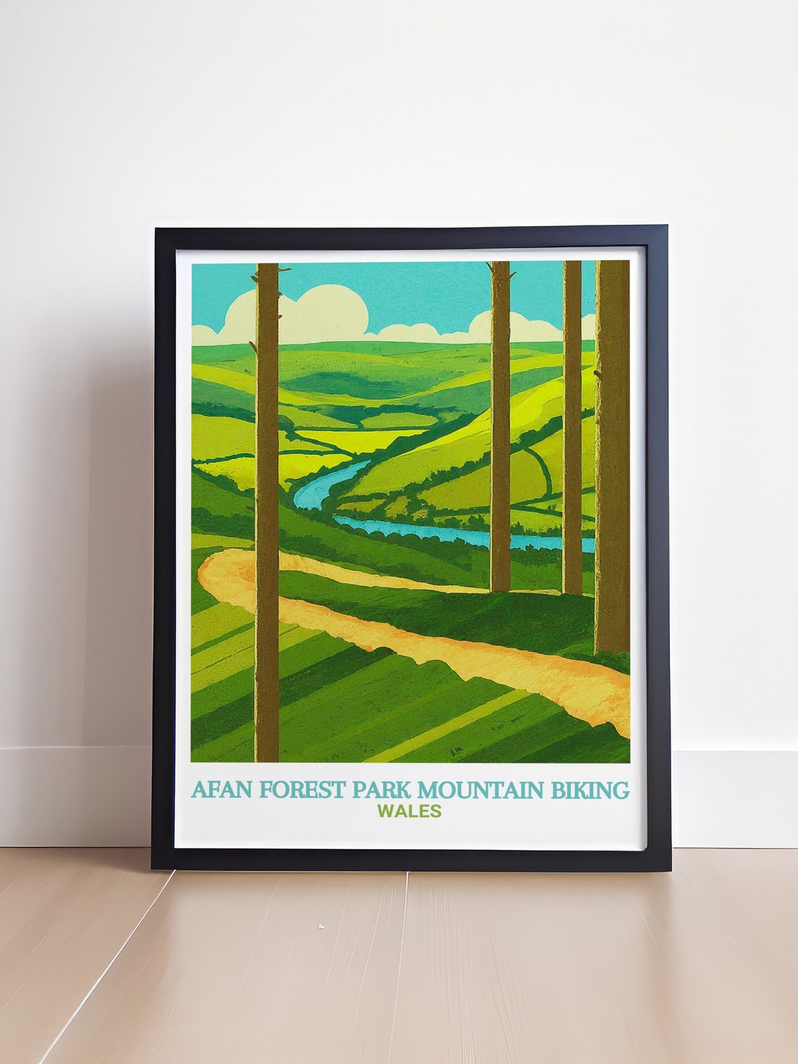 Afan Forest Park Singletrack Trail Through Pine Forest Poster - Image 4