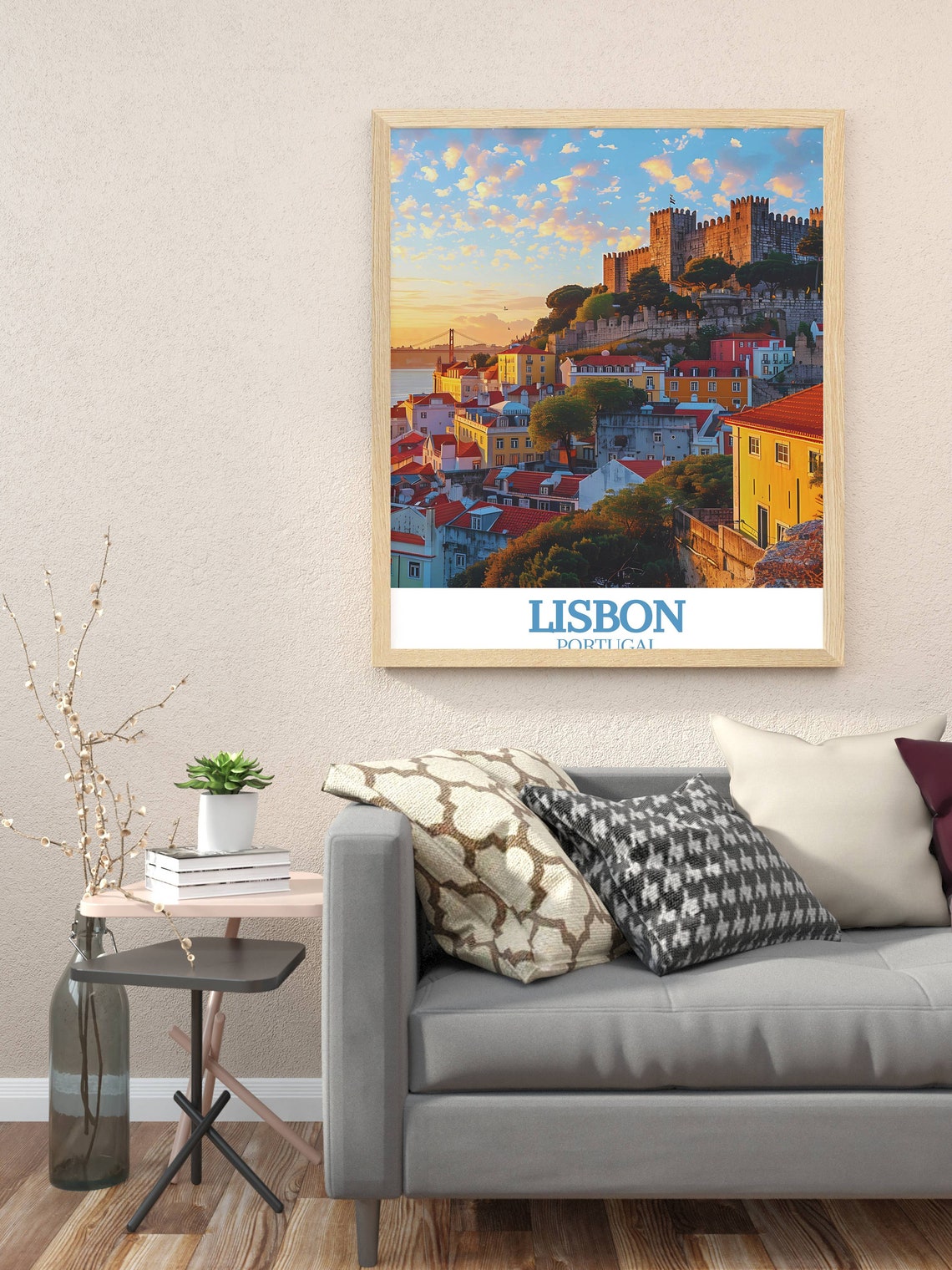 Lisbon Portugal Sao Jorge Castle Sunset Over Alfama Rooftops Poster - Image 3