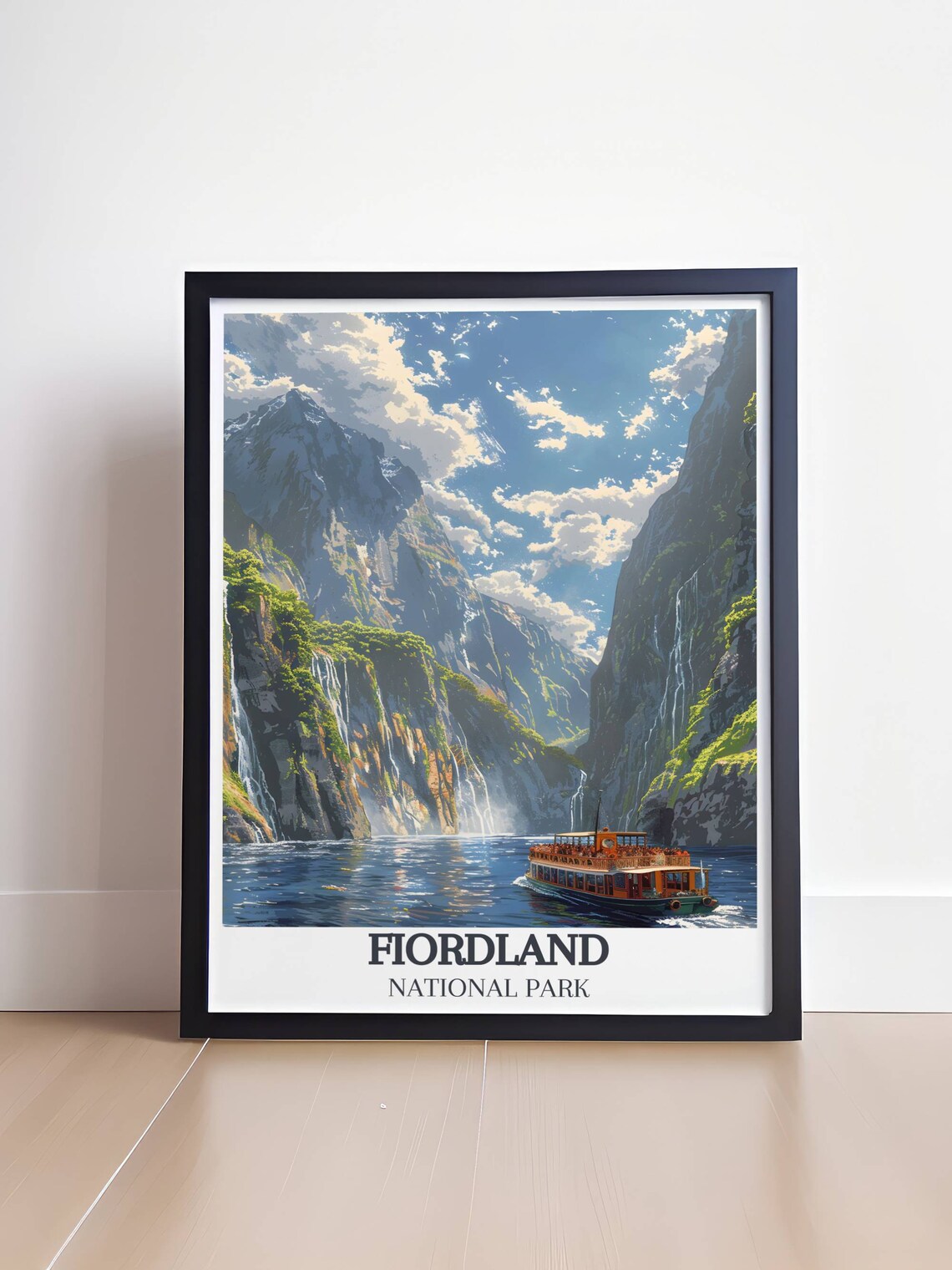 Fiordland National Park Milford Sound Cruise Boat Cliffs Poster - Image 4