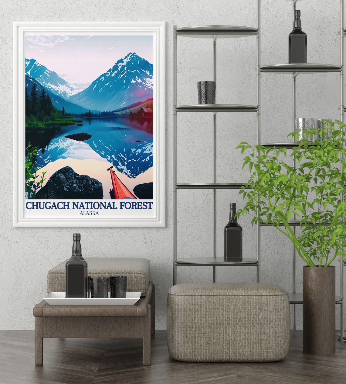 Chugach National Forest Alaska Lake Kayak Mountain Scenery Poster - Image 3