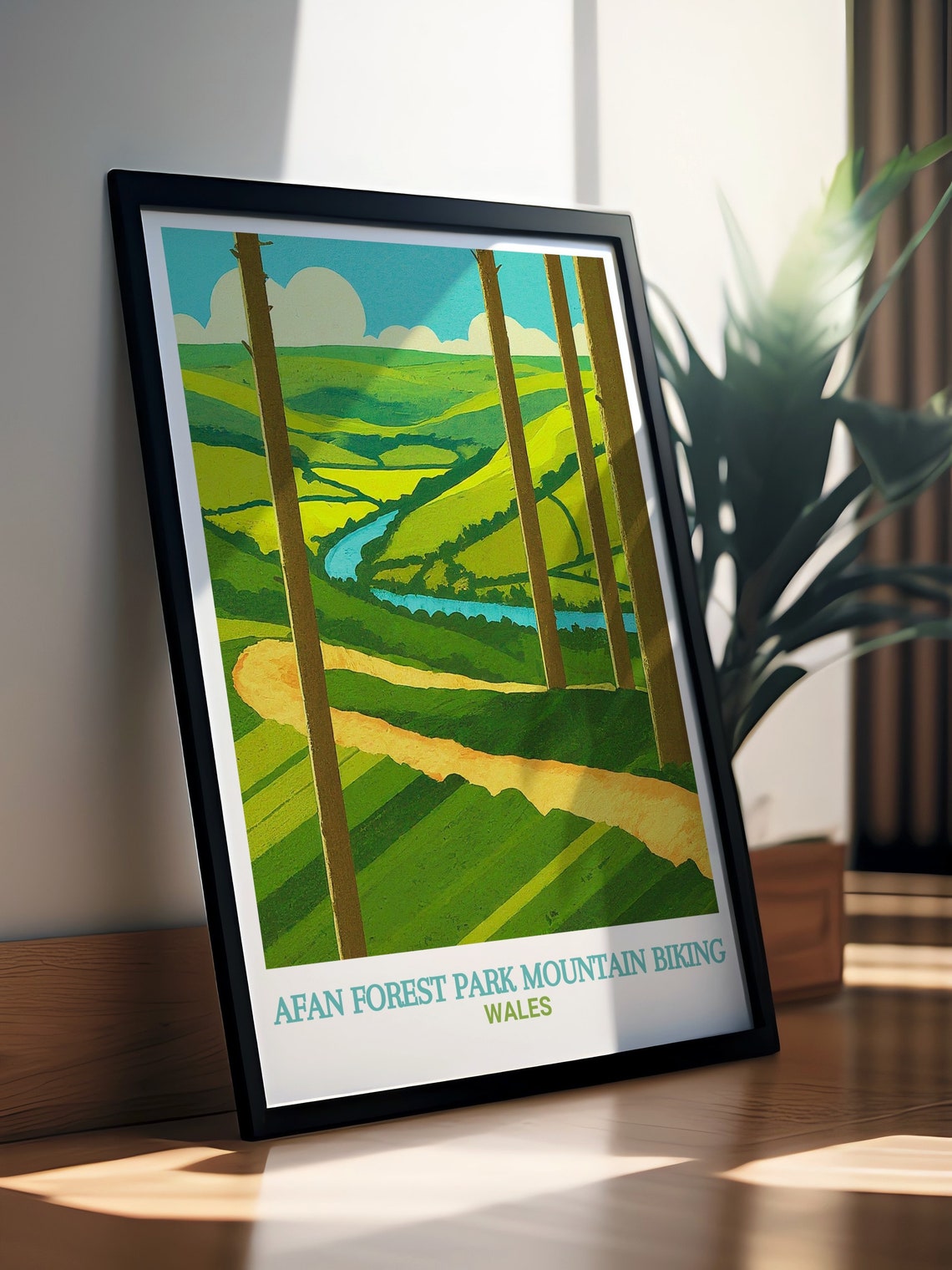 Afan Forest Park Singletrack Trail Through Pine Forest Poster - Image 3