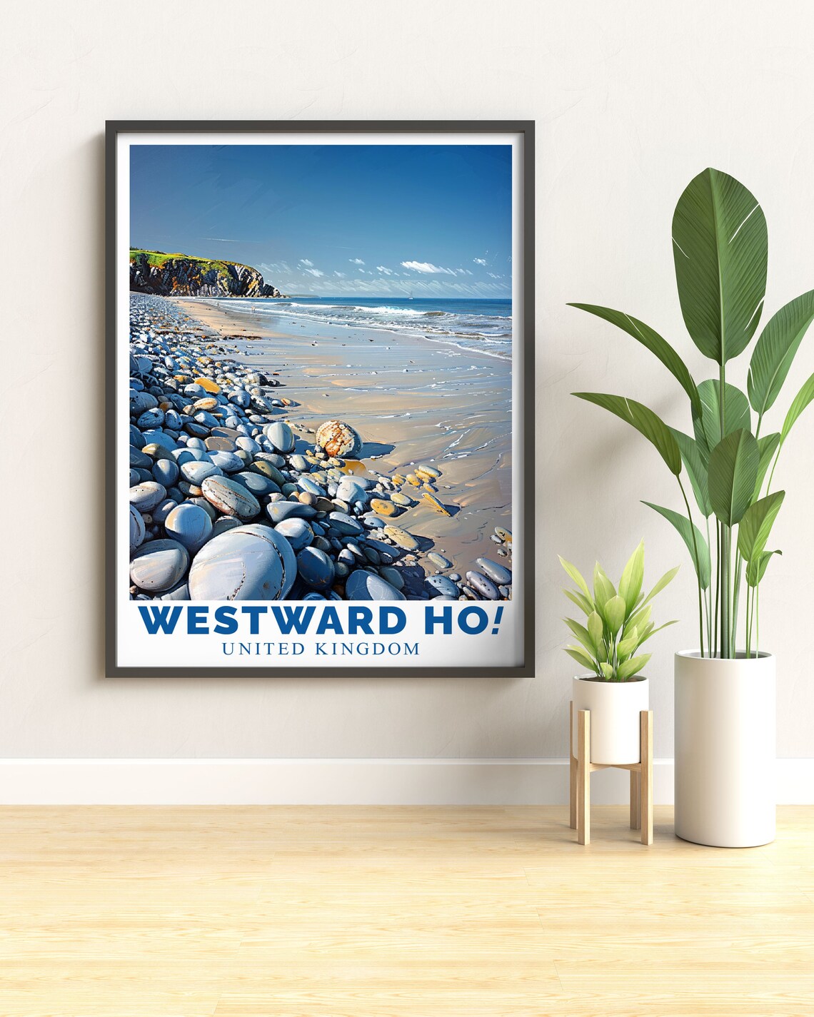 Westward Ho Pebble Ridge Beach of Smooth Round Stones Poster - Image 3