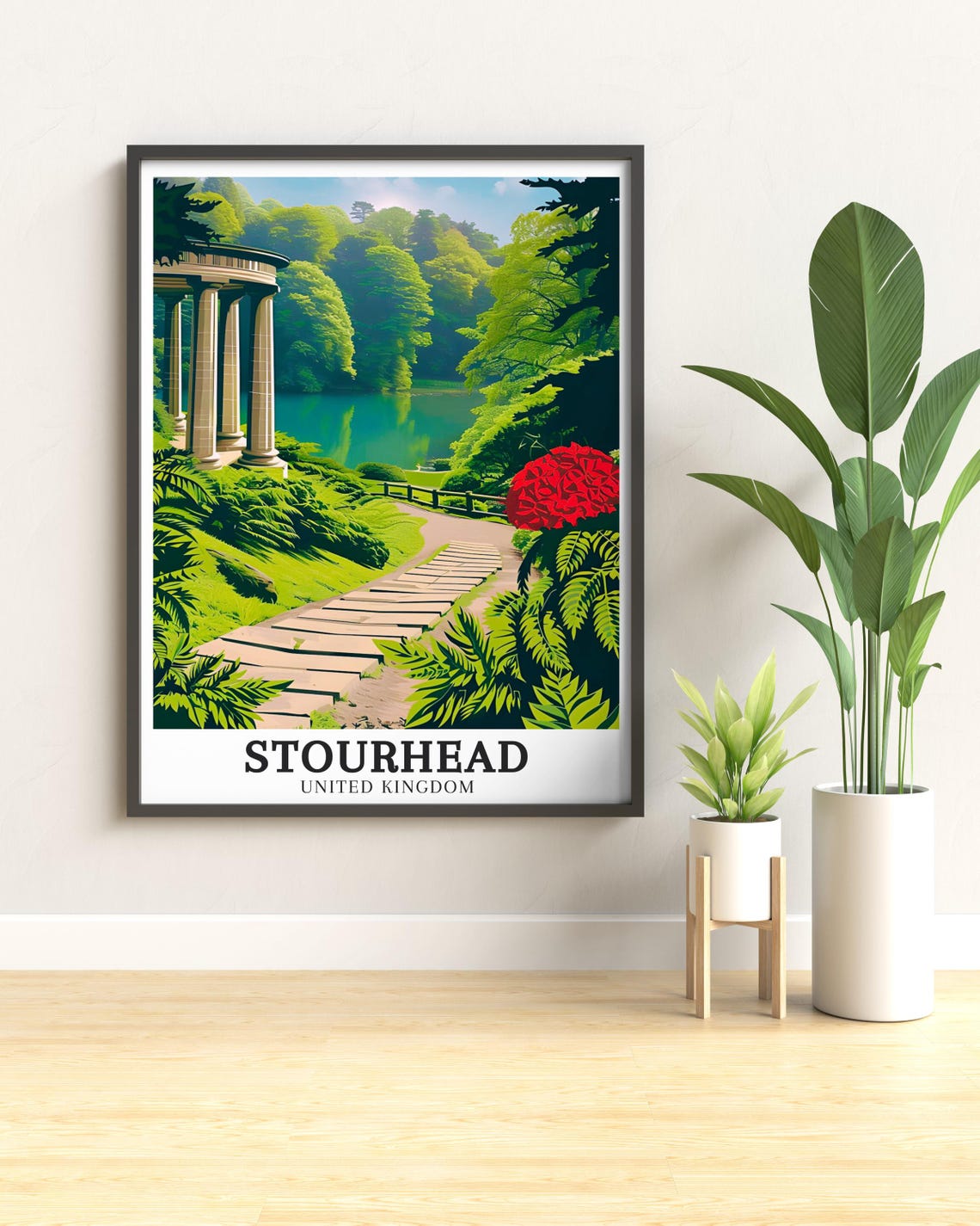 Stourhead United Kingdom Rotunda Temple Lake Garden Steps Poster - Image 2