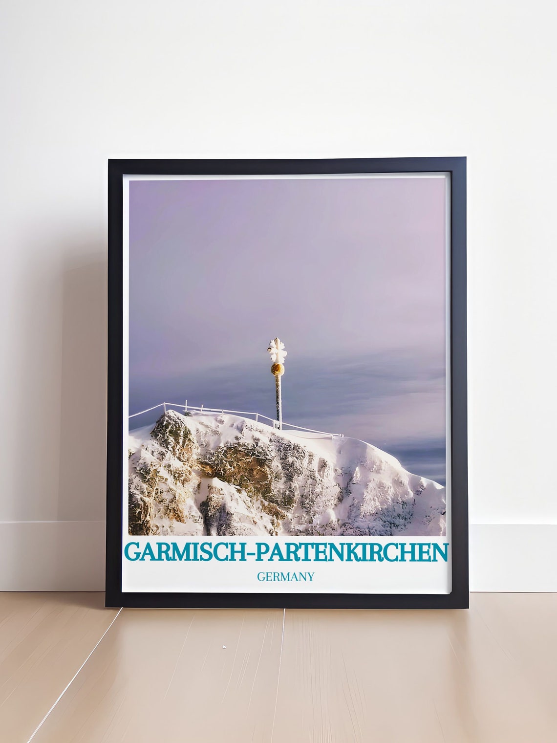 Garmisch-Partenkirchen Zugspitze Summit Cross Snowy Dusk Poster - Image 4