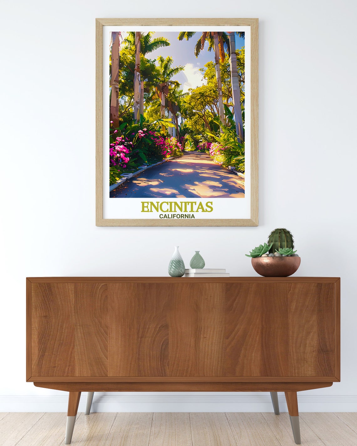 Encinitas California Botanic Garden Palm Path Flowers Poster - Image 3