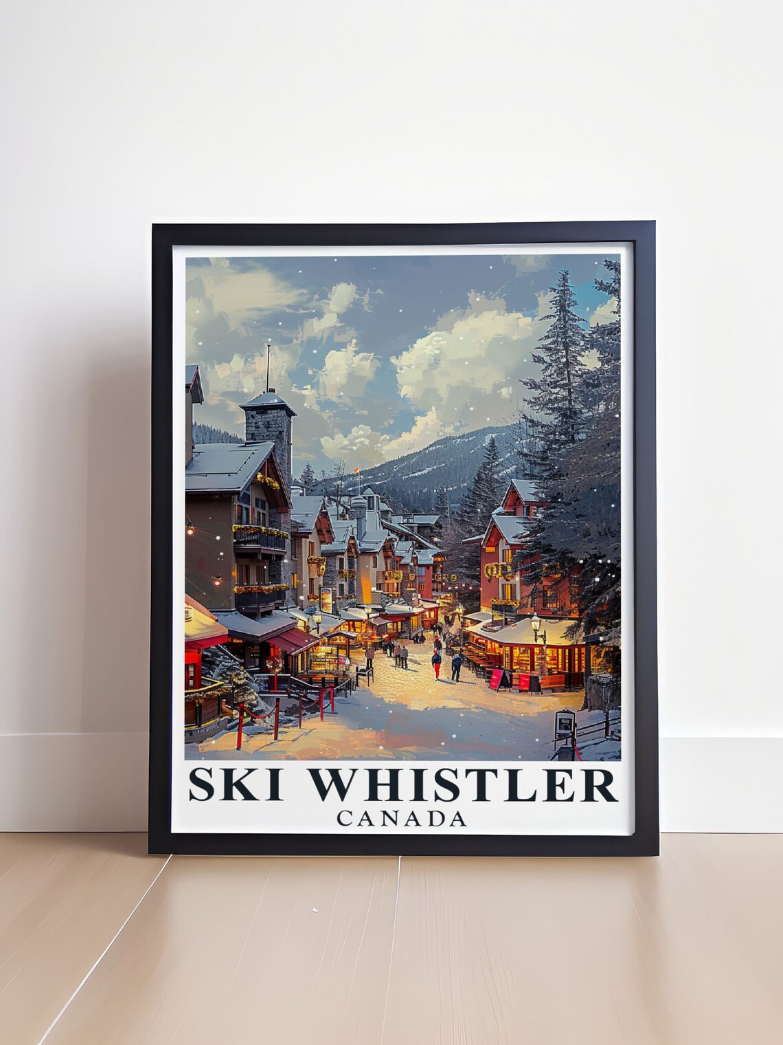 Whistler Canada Ski Village Snowy Street Lights Winter Travel Poster - Image 4