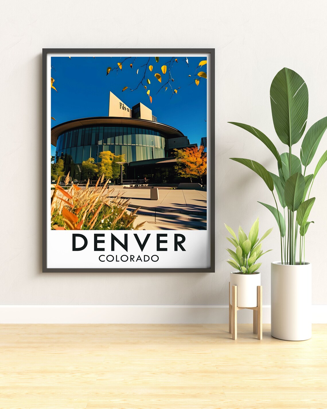Denver Colorado Art Museum Building Autumn Foliage Travel Poster - Image 2