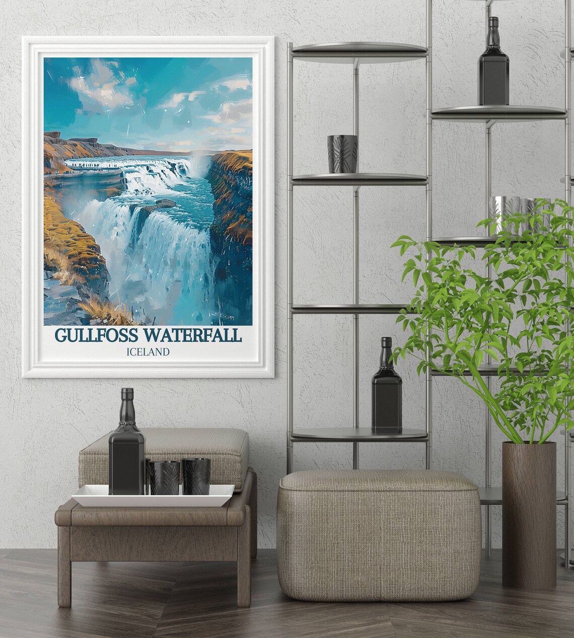 Gullfoss and Blue Lagoon Travel Poster, Reykjavik - Image 2