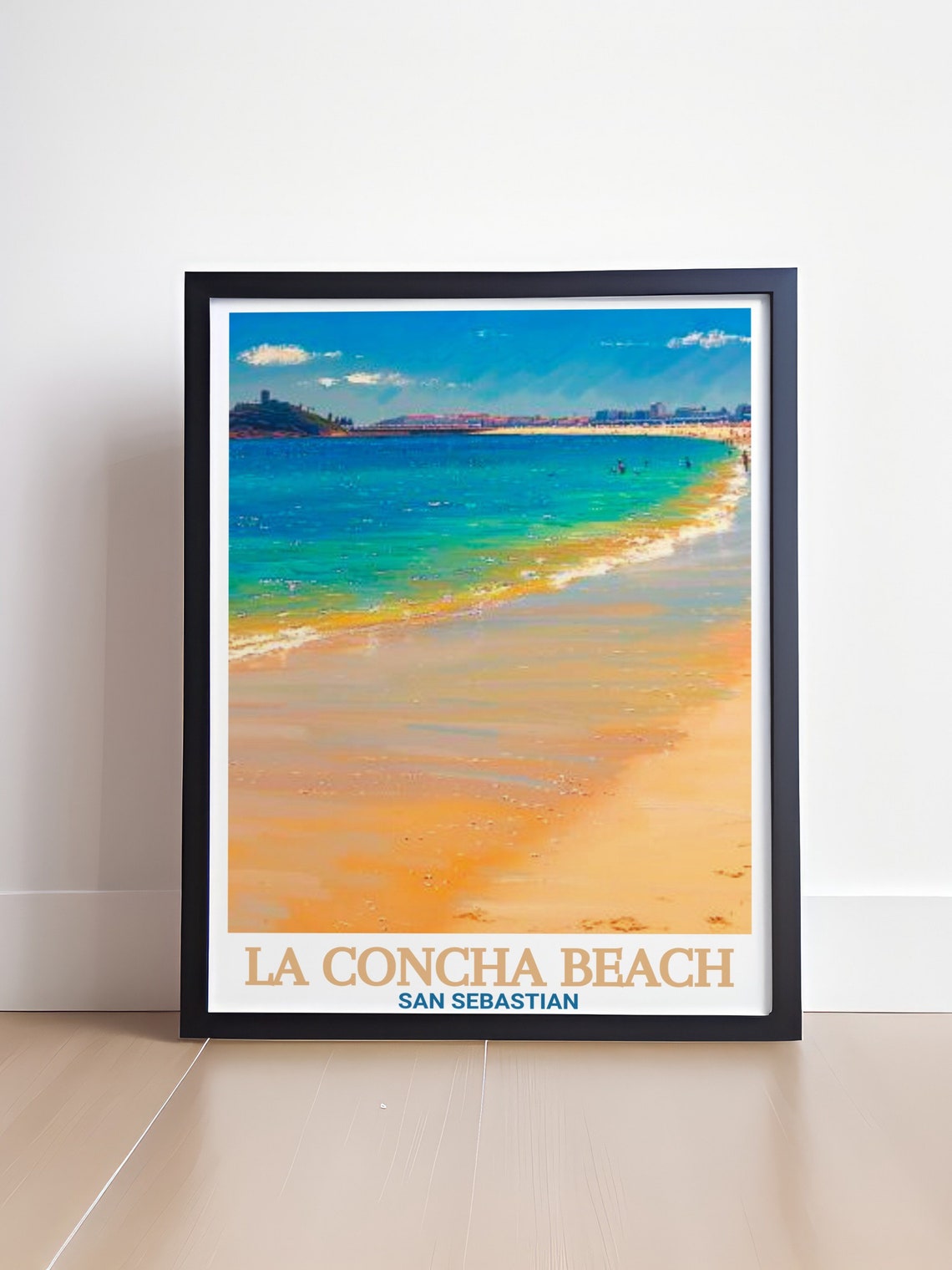 La Concha Beach San Sebastian Golden Sands Shore Travel Poster - Image 4