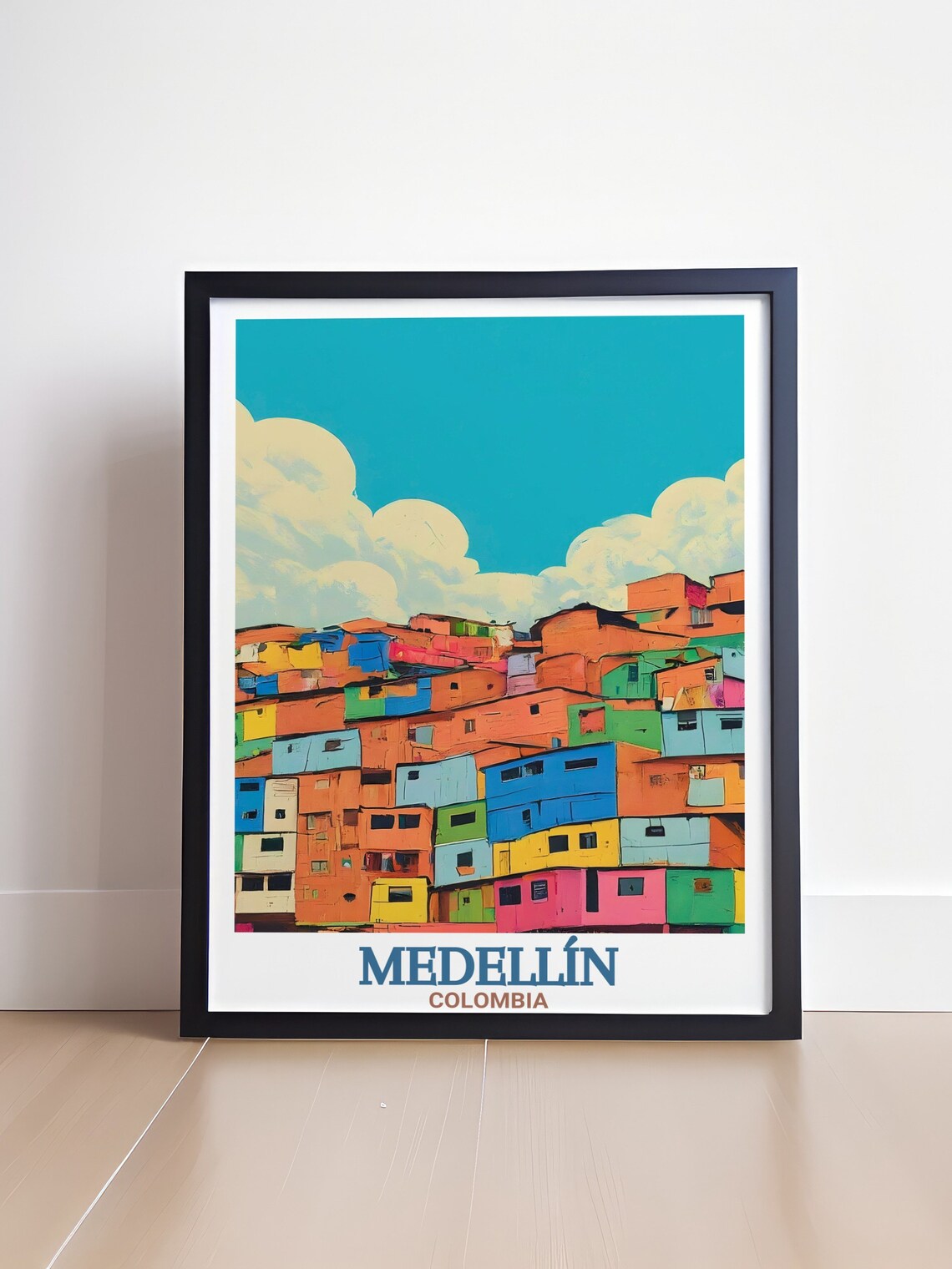 Medellin Colombia Comuna 13 Colorful Hillside Homes Scene Poster - Image 4