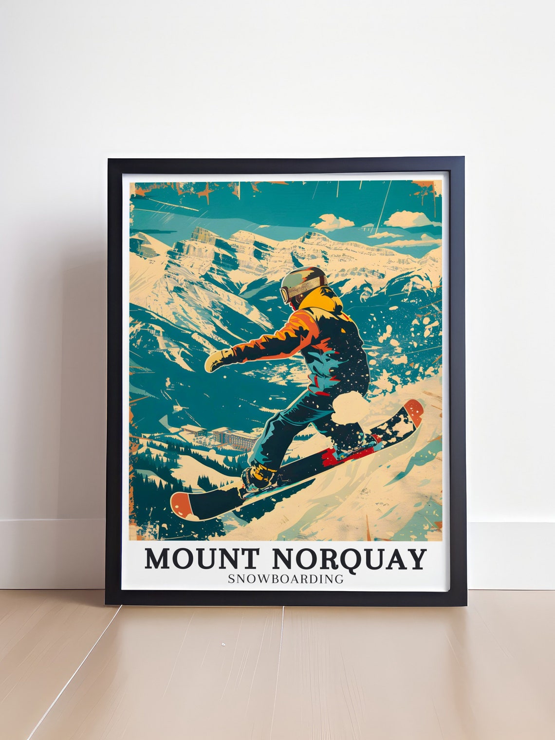Mount Norquay Snowboarder Jumping Retro Canadian Rockies Snow Poster - Image 4