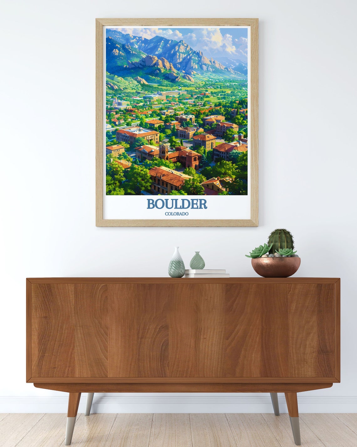 Boulder Colorado Red Tiled Roofs Mountain Backdrop Scenic Poster - Image 2