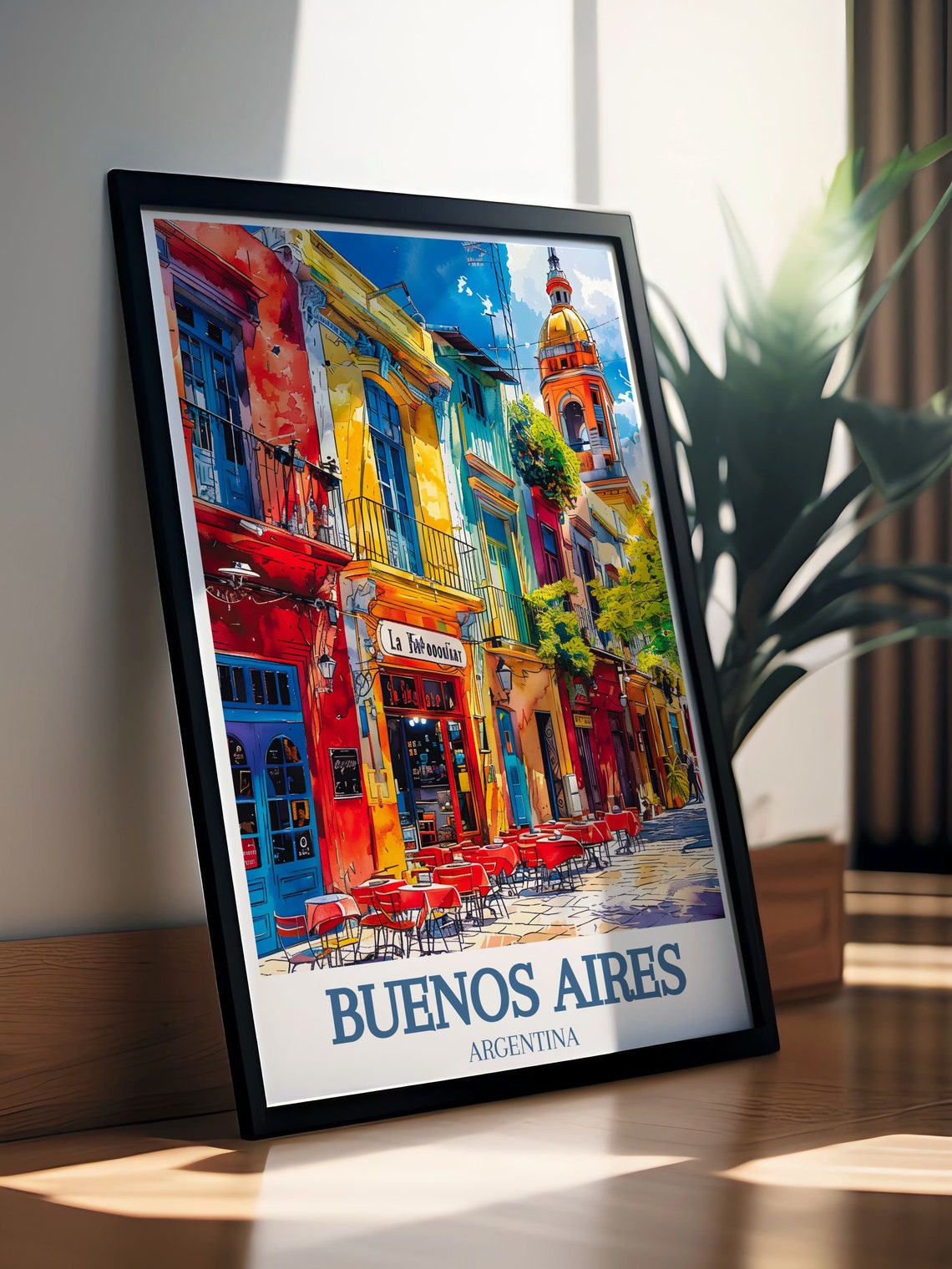 Buenos Aires Caminito Street Colorful La Boca Cafe Scene Poster - Image 3