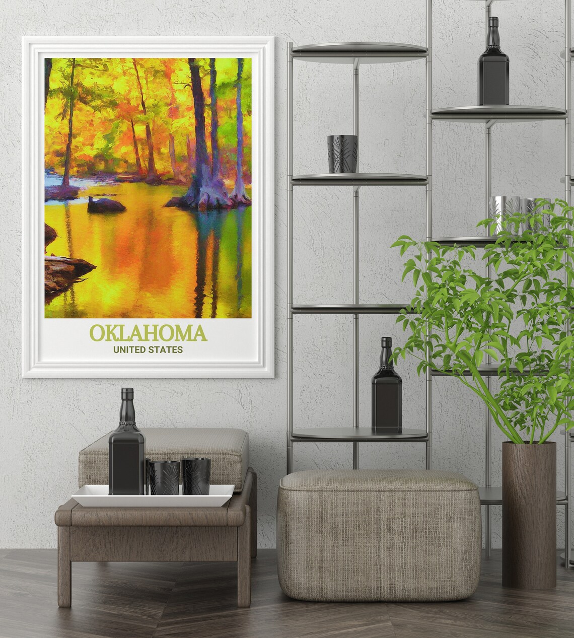 Autumn Cypress Swamp Golden Water Reflections Oklahoma Nature Poster - Image 2