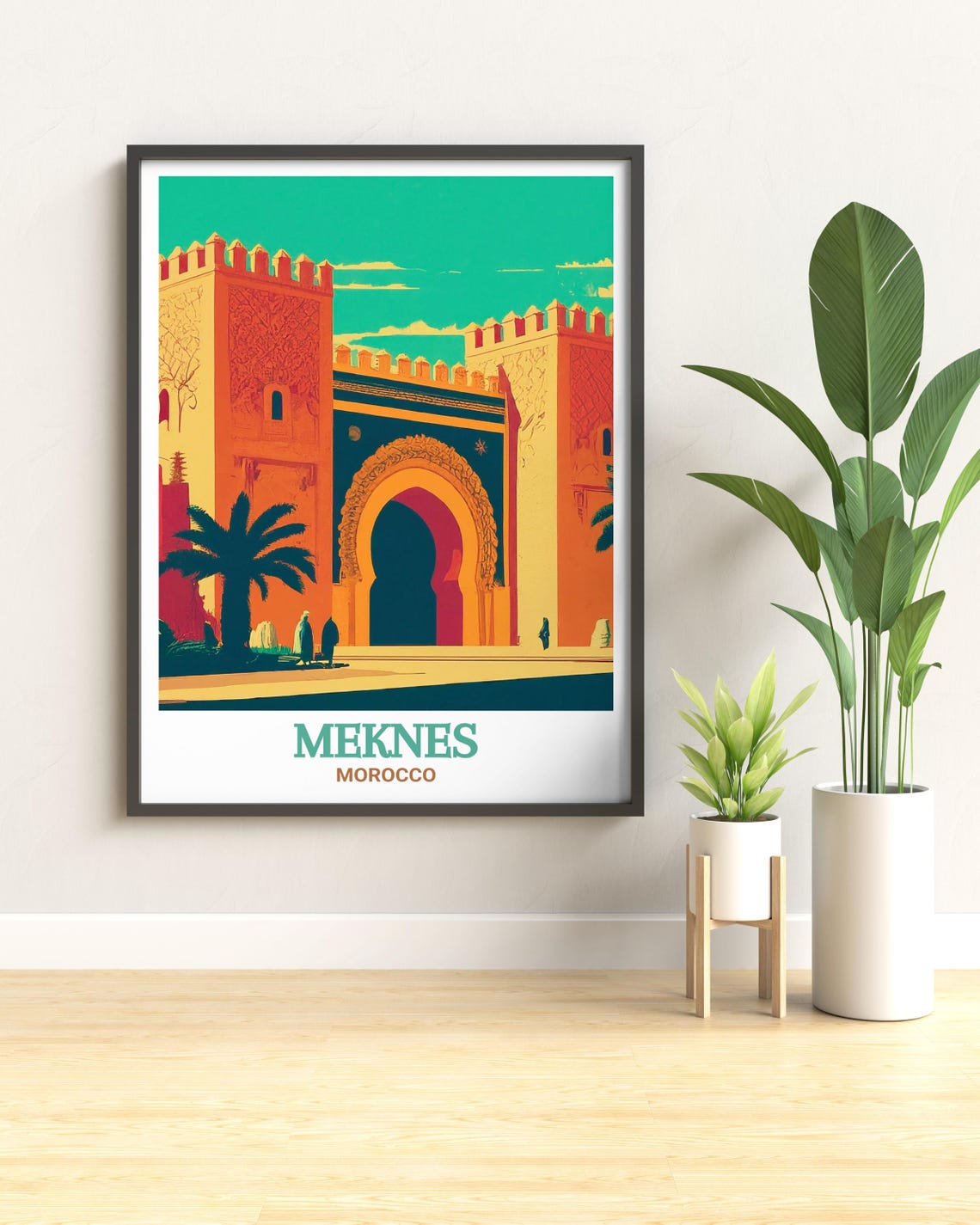 Meknes Morocco Bab Mansour Gate Crenellated Towers Palm Poster - Image 3