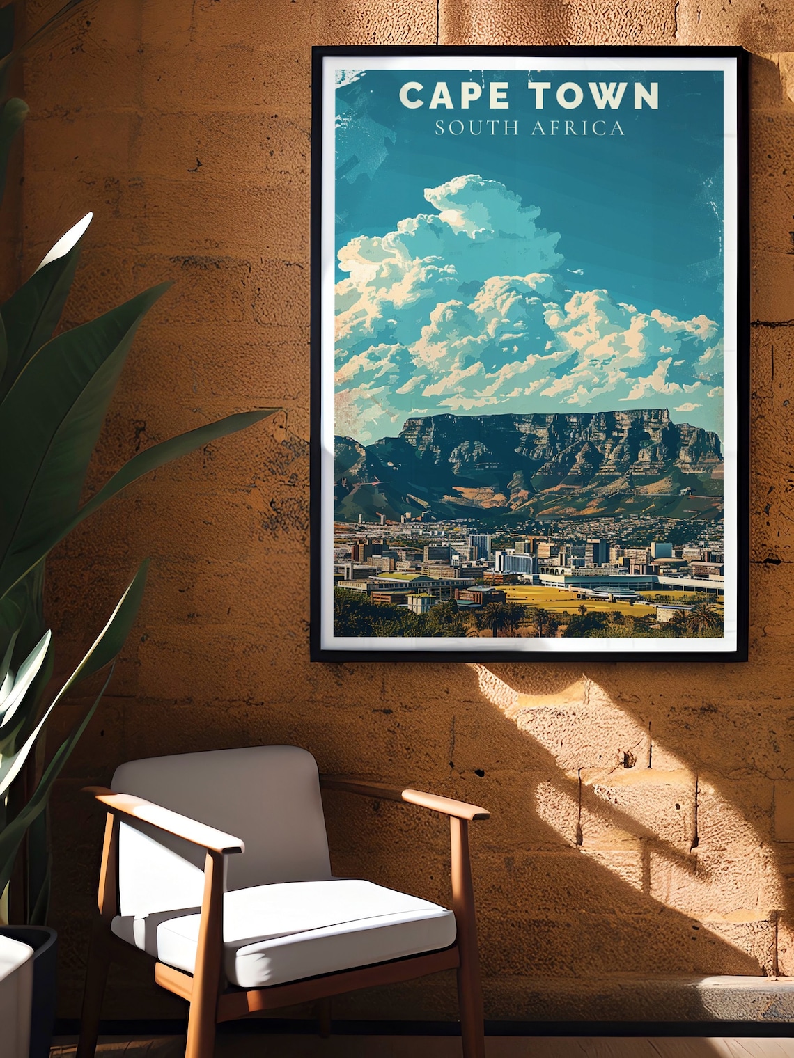 Cape Town South Africa Table Mountain Clouds Vintage Travel Poster - Image 3