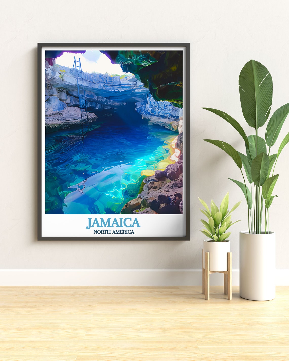 Blue Hole Jamaica Mineral Spring Cave Pool Grotto Travel Poster - Image 3