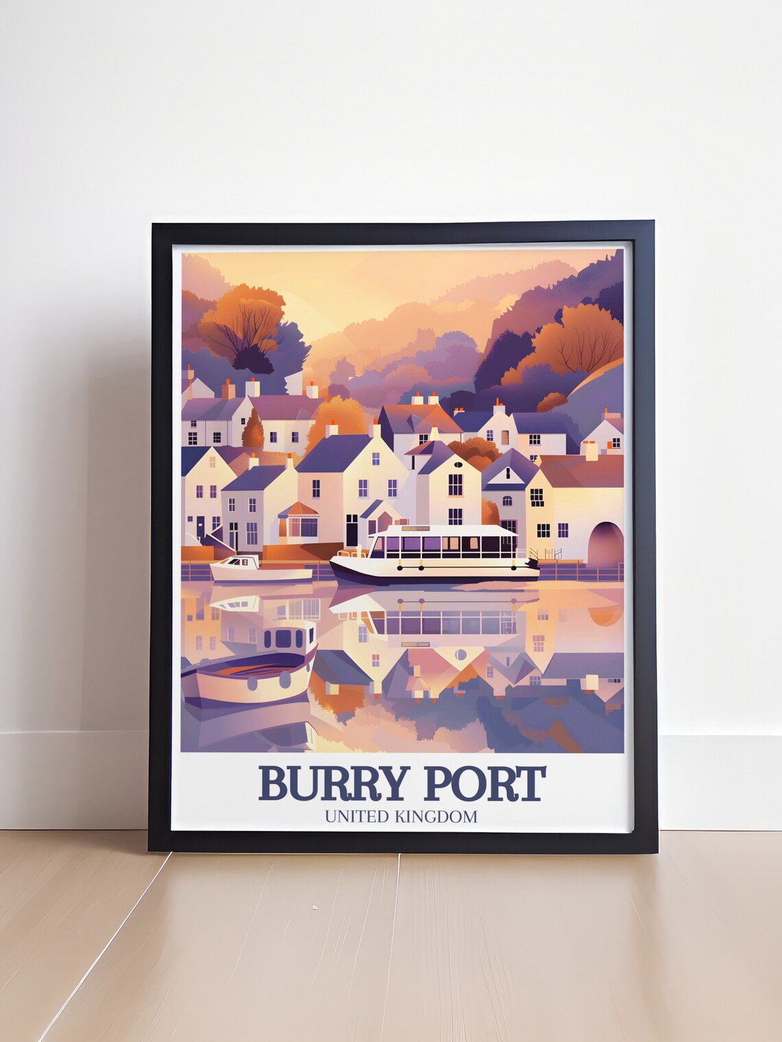 Burry Port Harbor Sunset Reflections Wales United Kingdom Travel Poster - Image 4