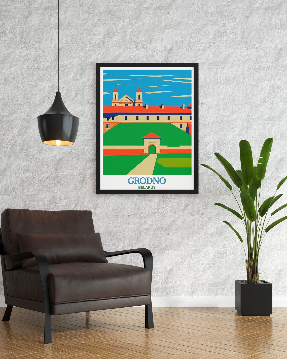 Grodno Belarus New Castle Fortress Hill Landmark Travel Poster - Image 3