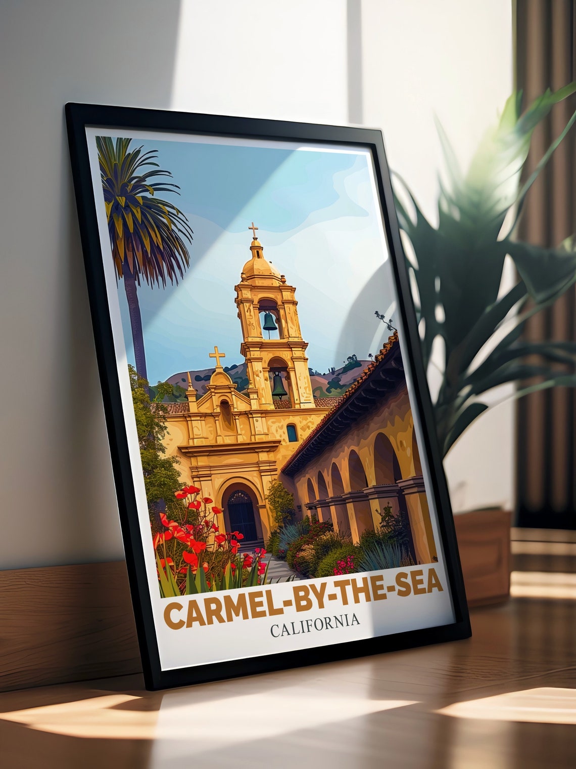 Carmel Mission Basilica Bell Tower Courtyard California Poster - Image 2