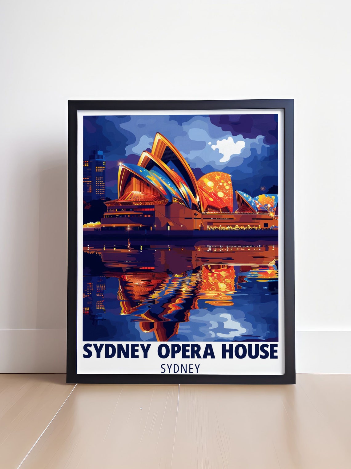 Sydney Opera House Night Illuminated Rainbow Sails Travel Poster - Image 4