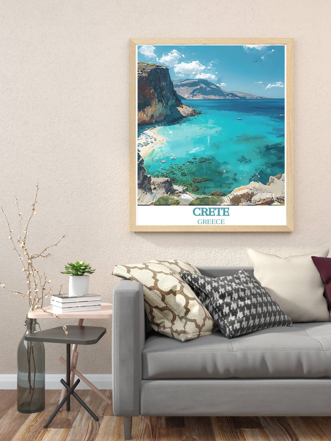 Crete Greece Turquoise Lagoon Beach Beneath Towering Sea Cliffs Poster - Image 3